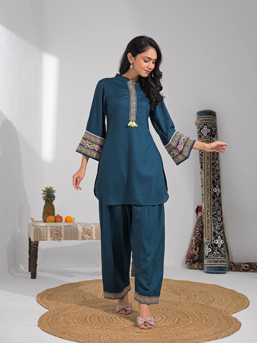 Tina Tuna Embroidered Farshi Co-ord Set - Image 5