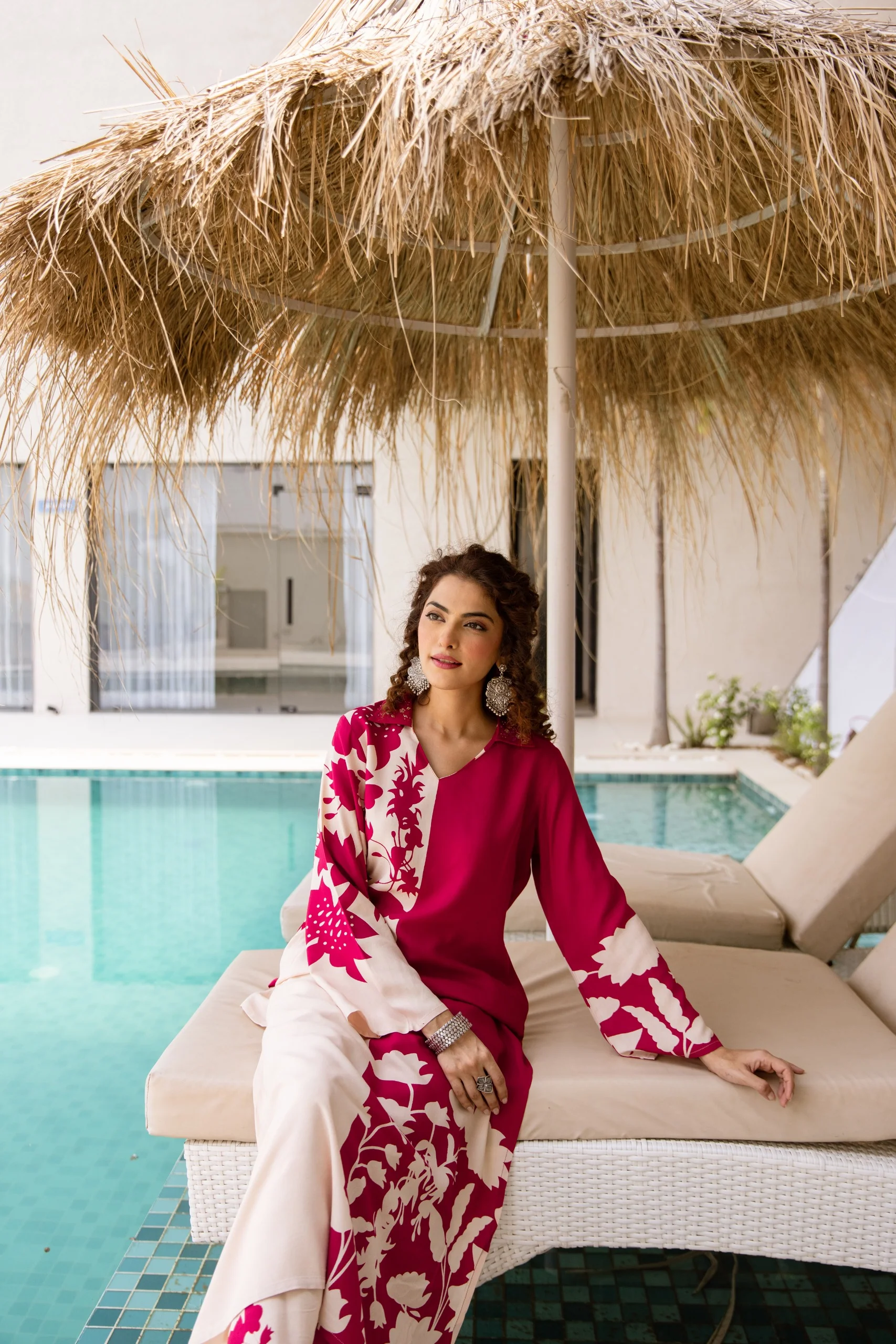 Kabool Fuchsia Bloom Printed Kurta pant set - Image 7