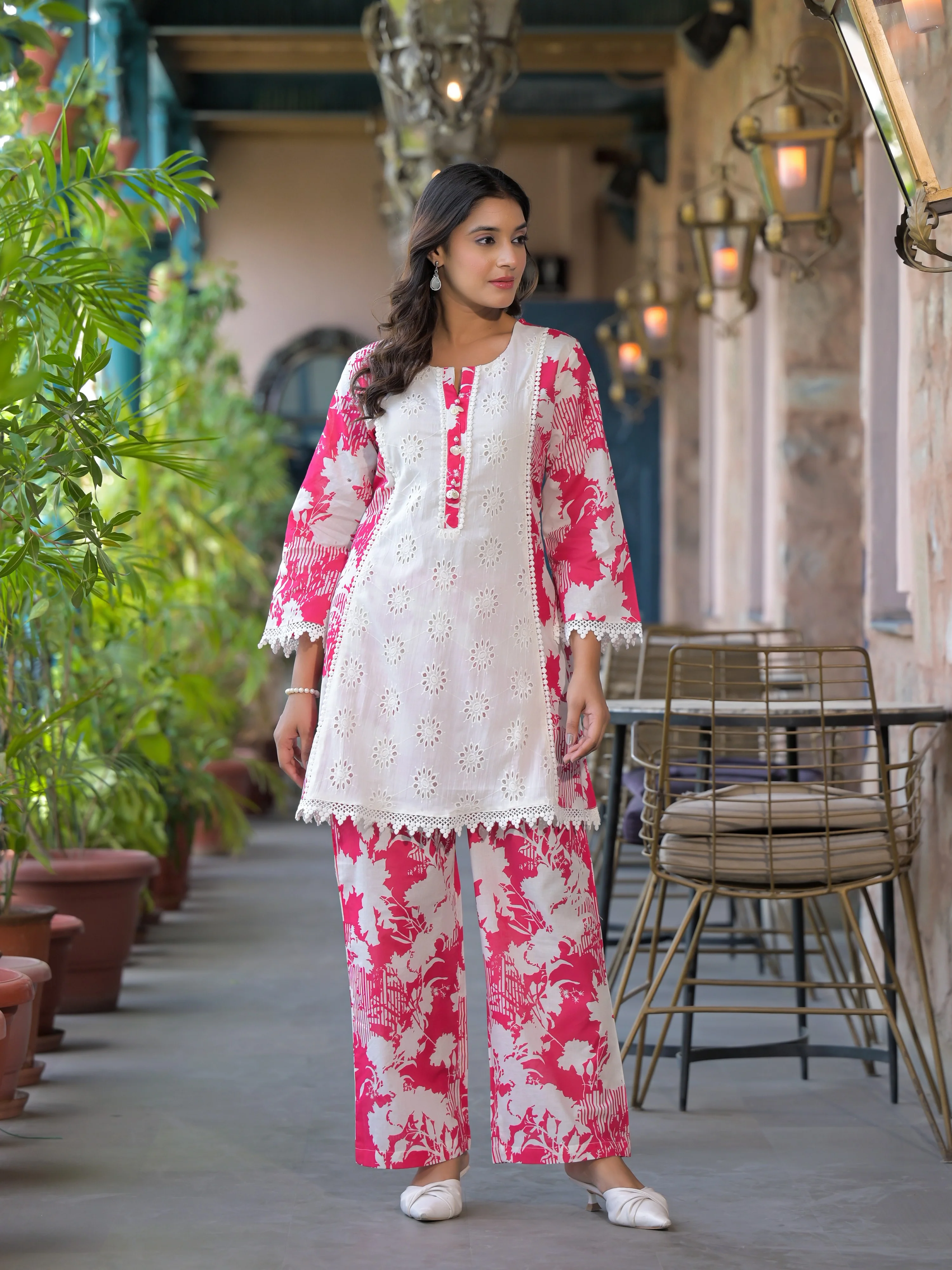 Bali Rose Schiffli Cotton Co-ord Set - Image 7