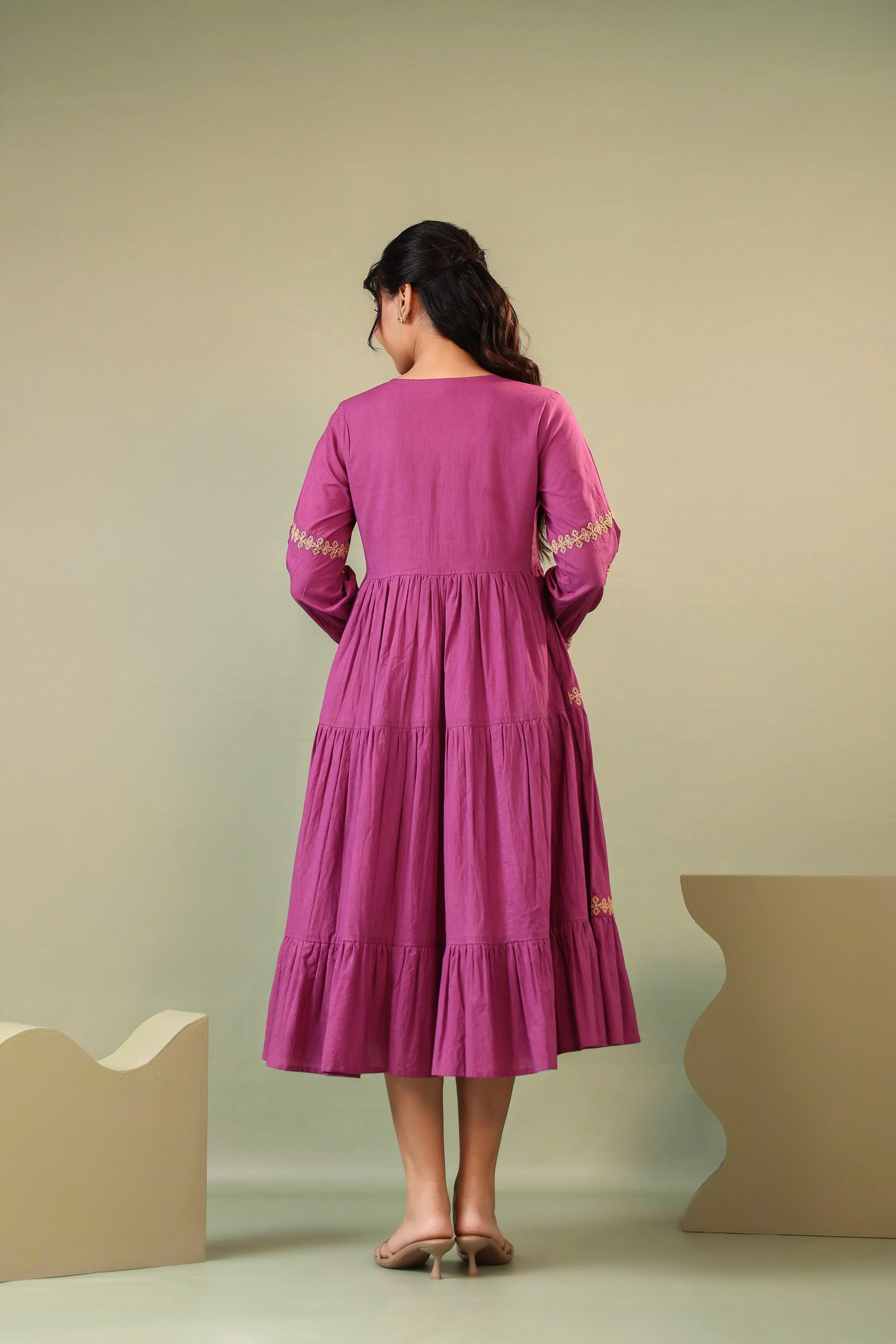 Purna Munsell Embroidery Cotton Dress - Image 3