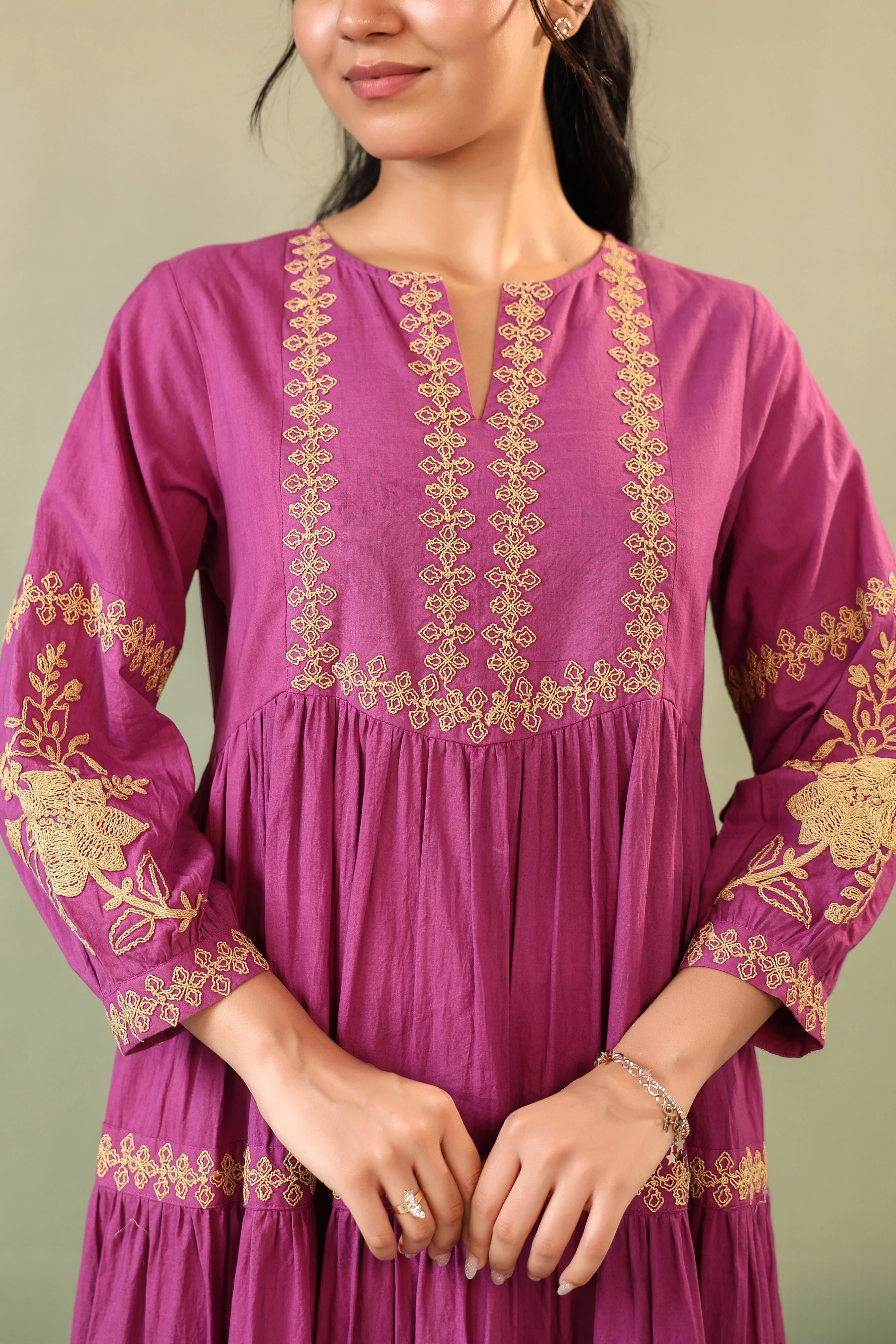 Purna Munsell Embroidery Cotton Dress - Image 4
