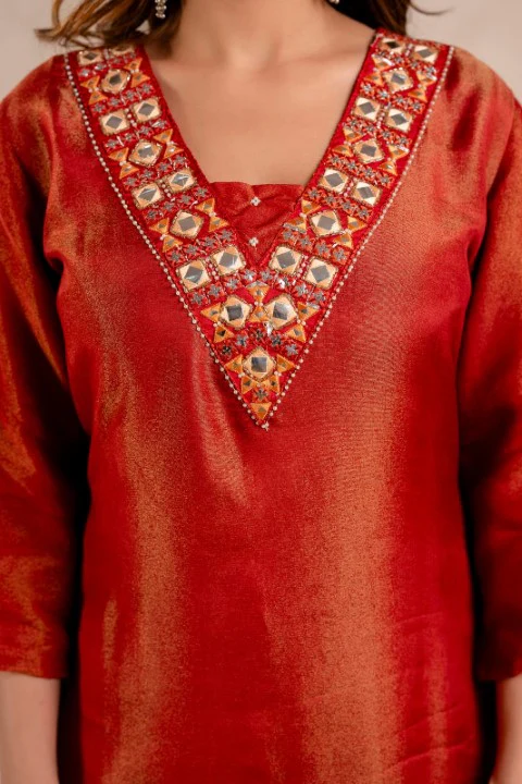 Samiha Rust Shimmer Work Suit set - Image 8