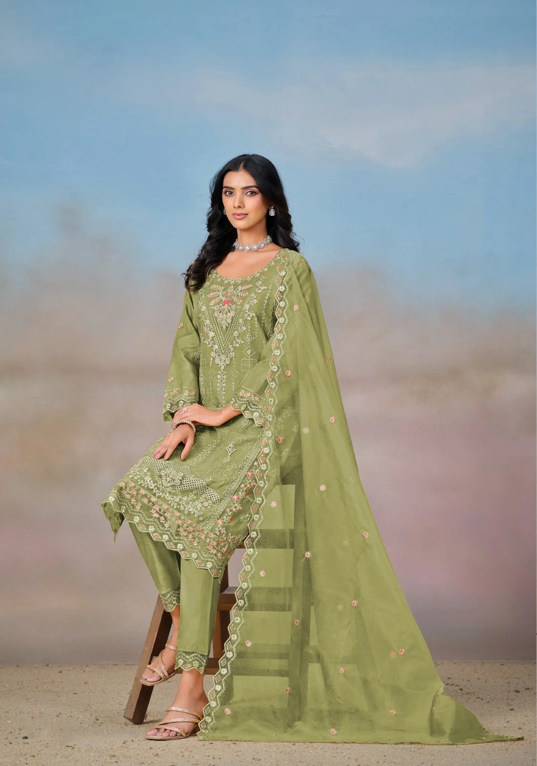Mayuri Pear Full Work Suit Set - Image 3