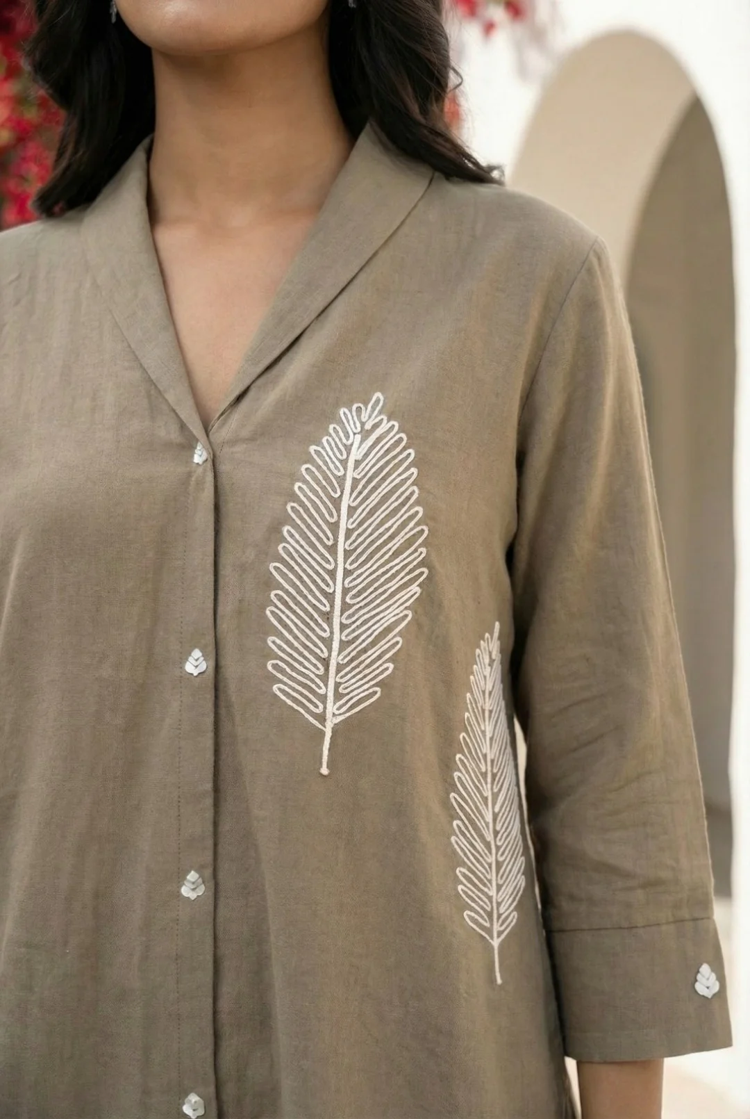 Sargi tan embroidery cotton co-ord set - Image 5