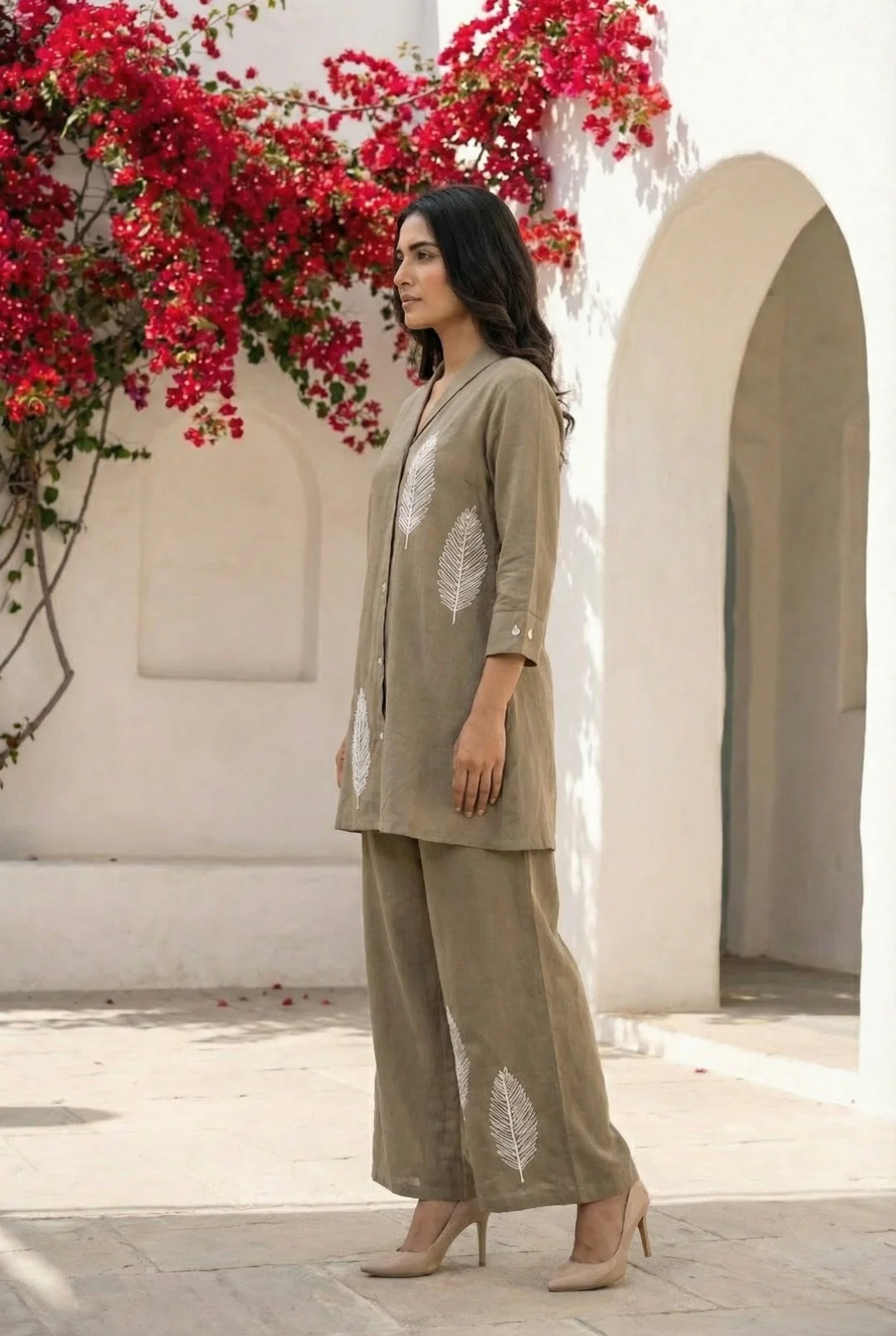 Sargi tan embroidery cotton co-ord set - Image 6