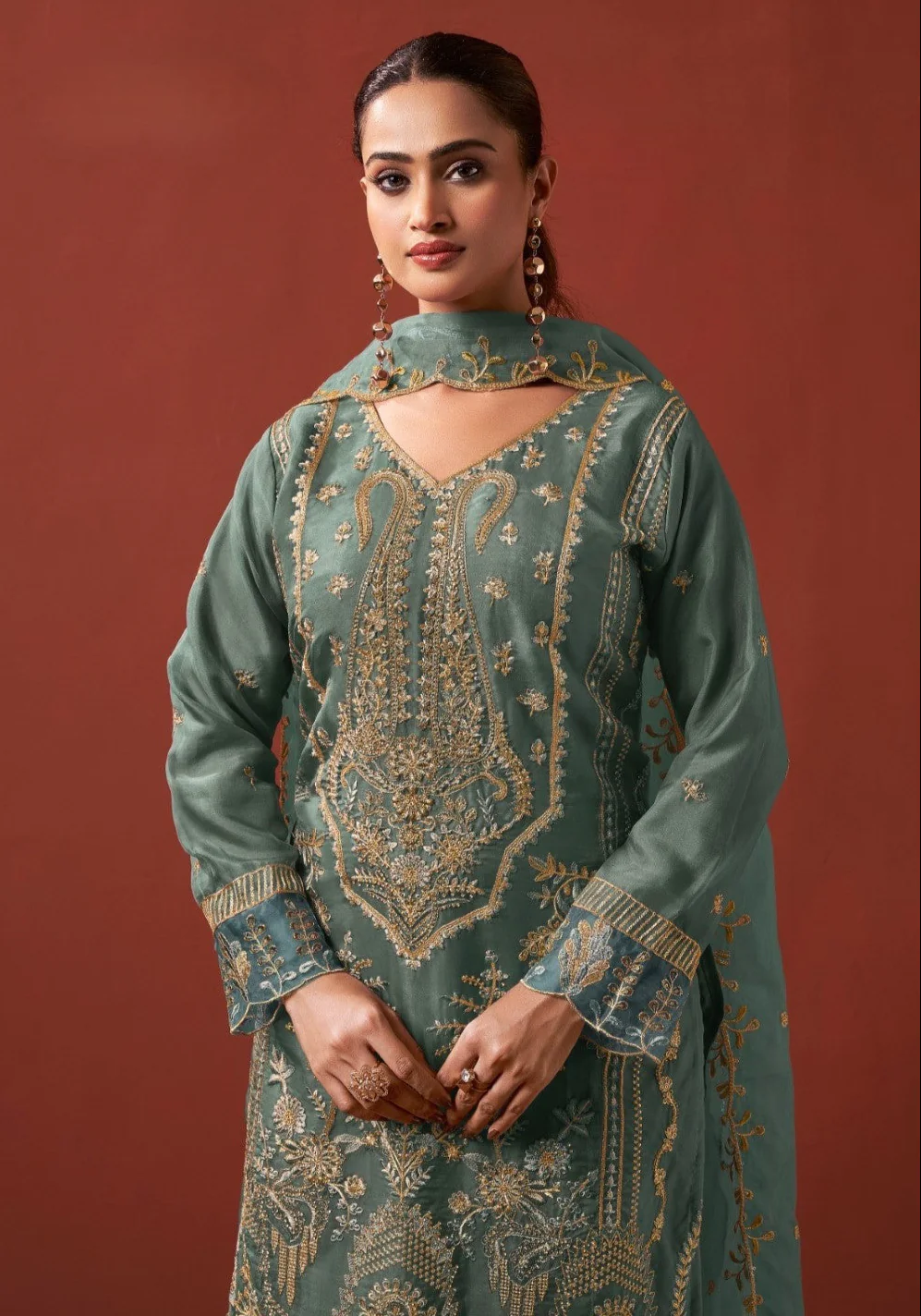 Shamsad Fern Full Work lawn suit set - Image 2