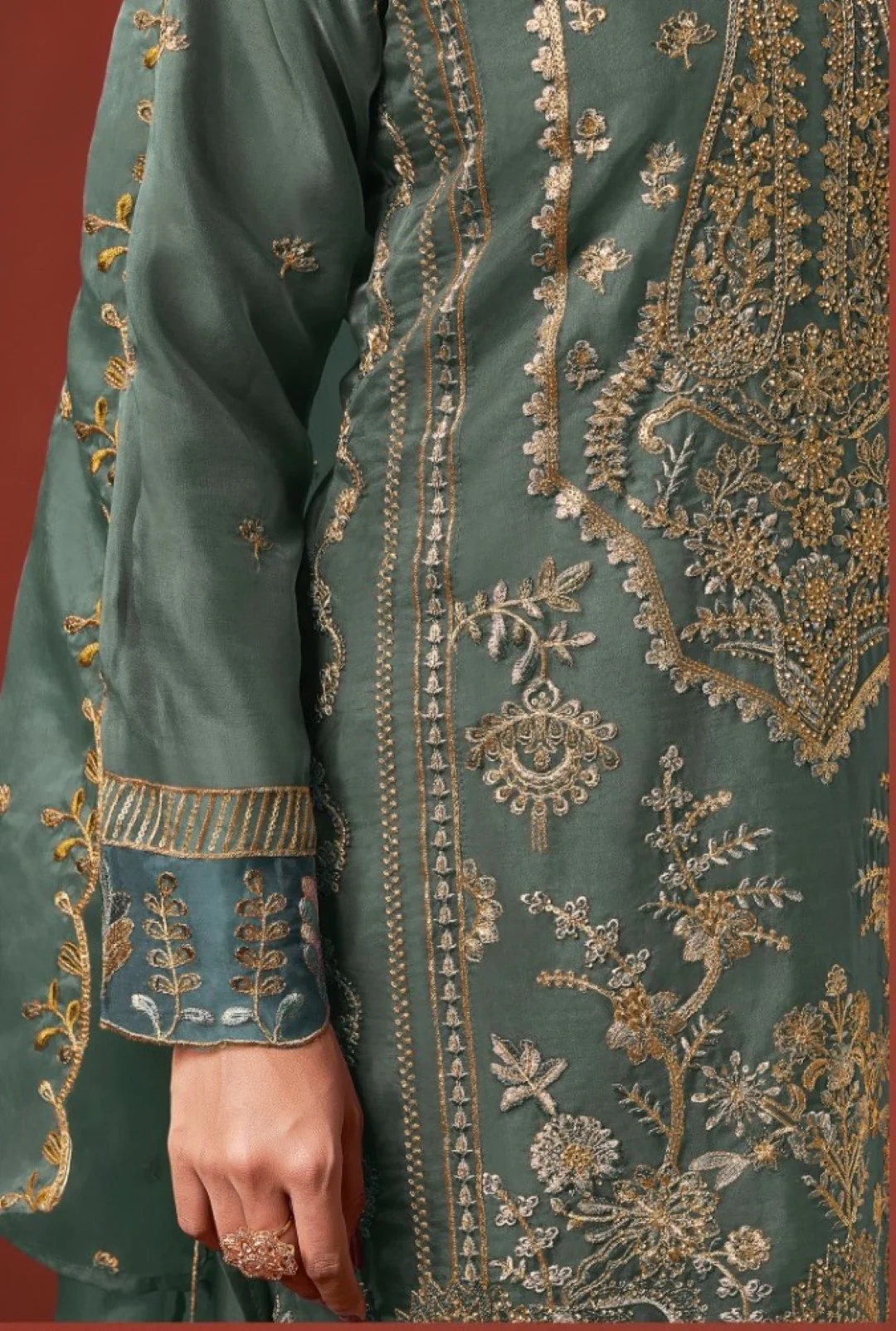 Shamsad Fern Full Work lawn suit set - Image 4