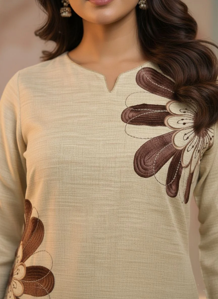 Prisha tan embroidery co-ord set - Image 4