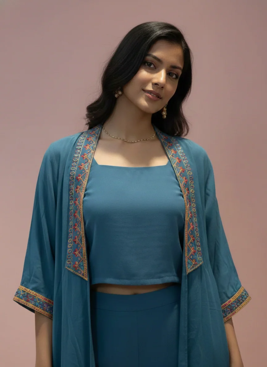 Chaitri Teal Fusion 3 pc set - Image 2
