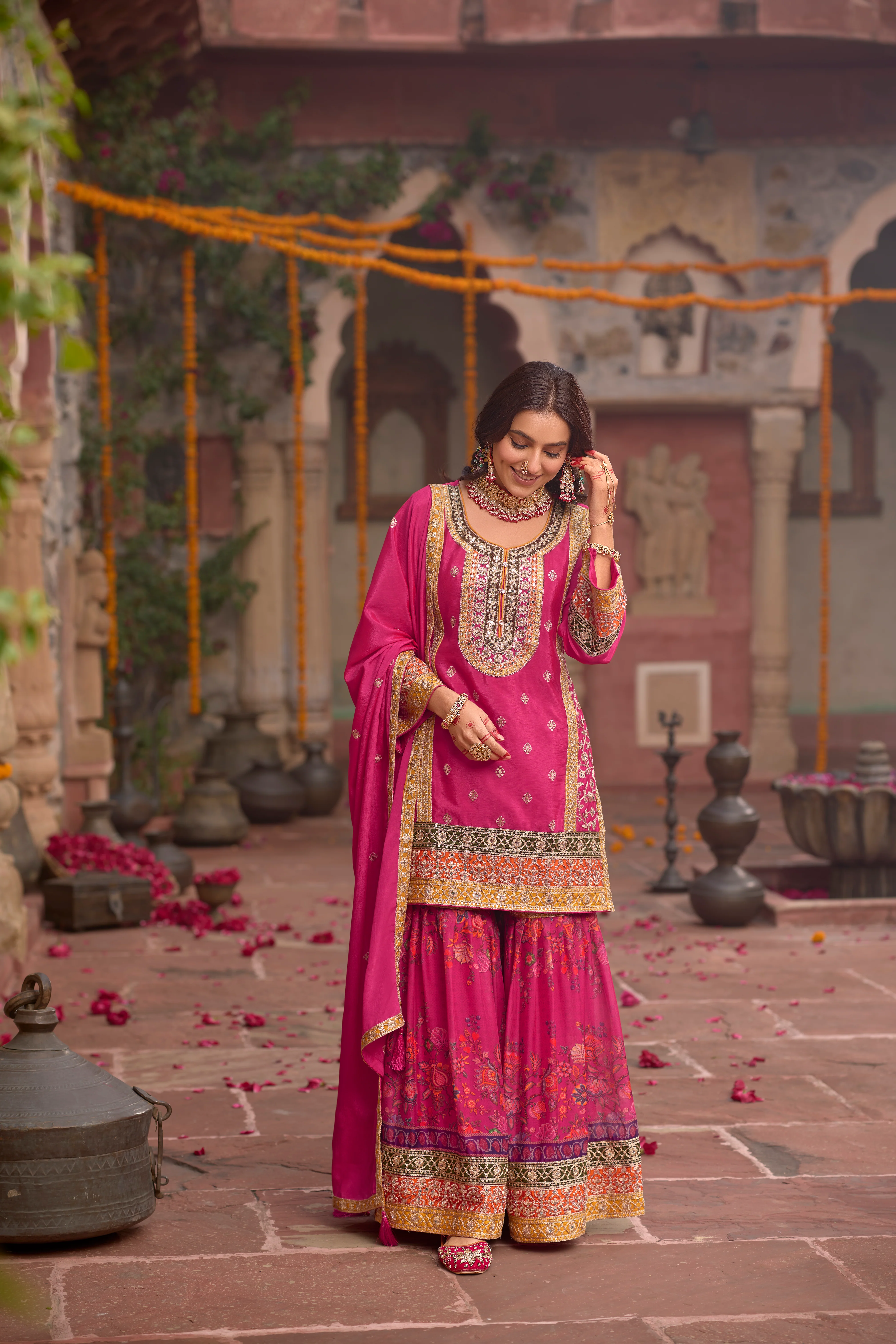 Sarang Rose Full Work Heavy Work Premium Suit Set - Image 3
