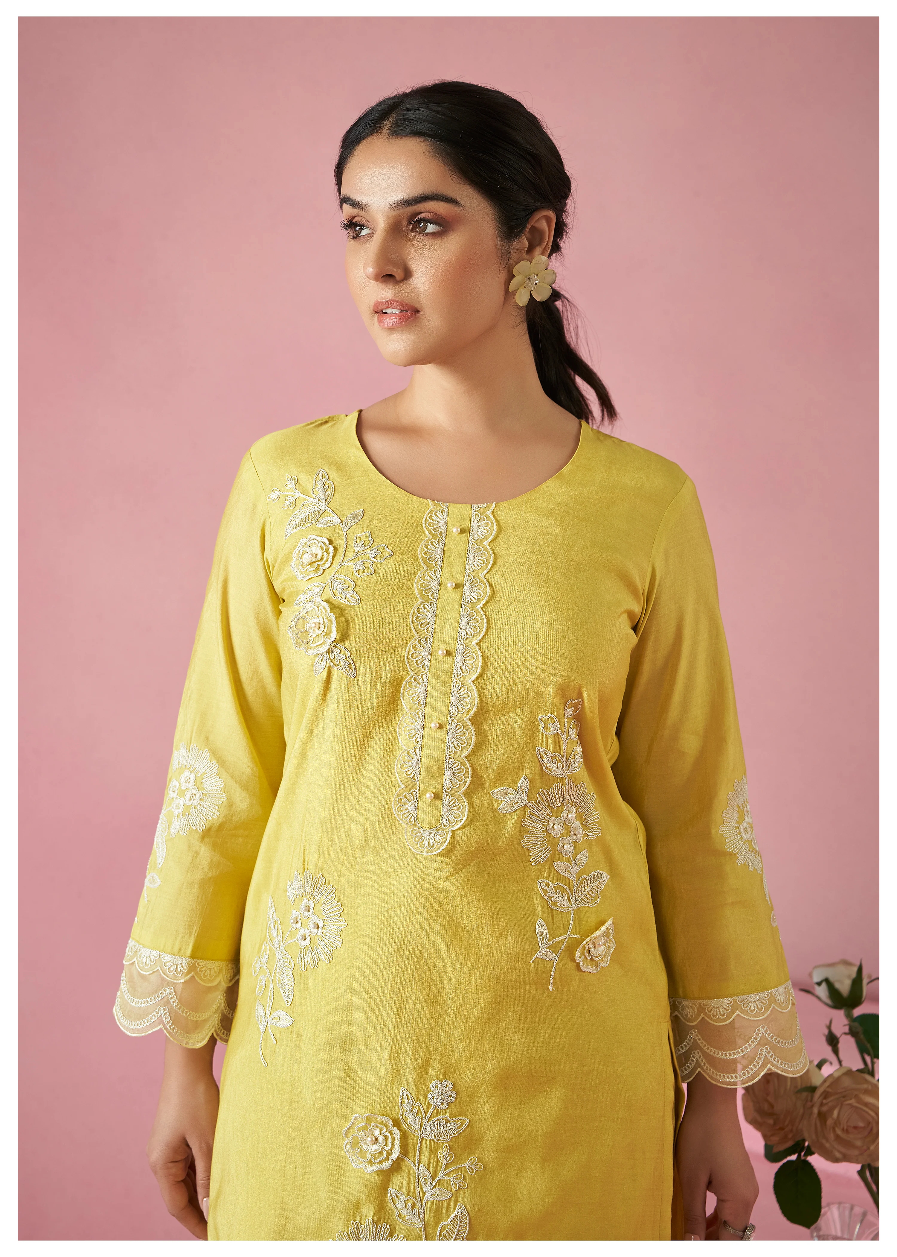 Nadira Lime Embroidered Lawn Suit Set - Image 2