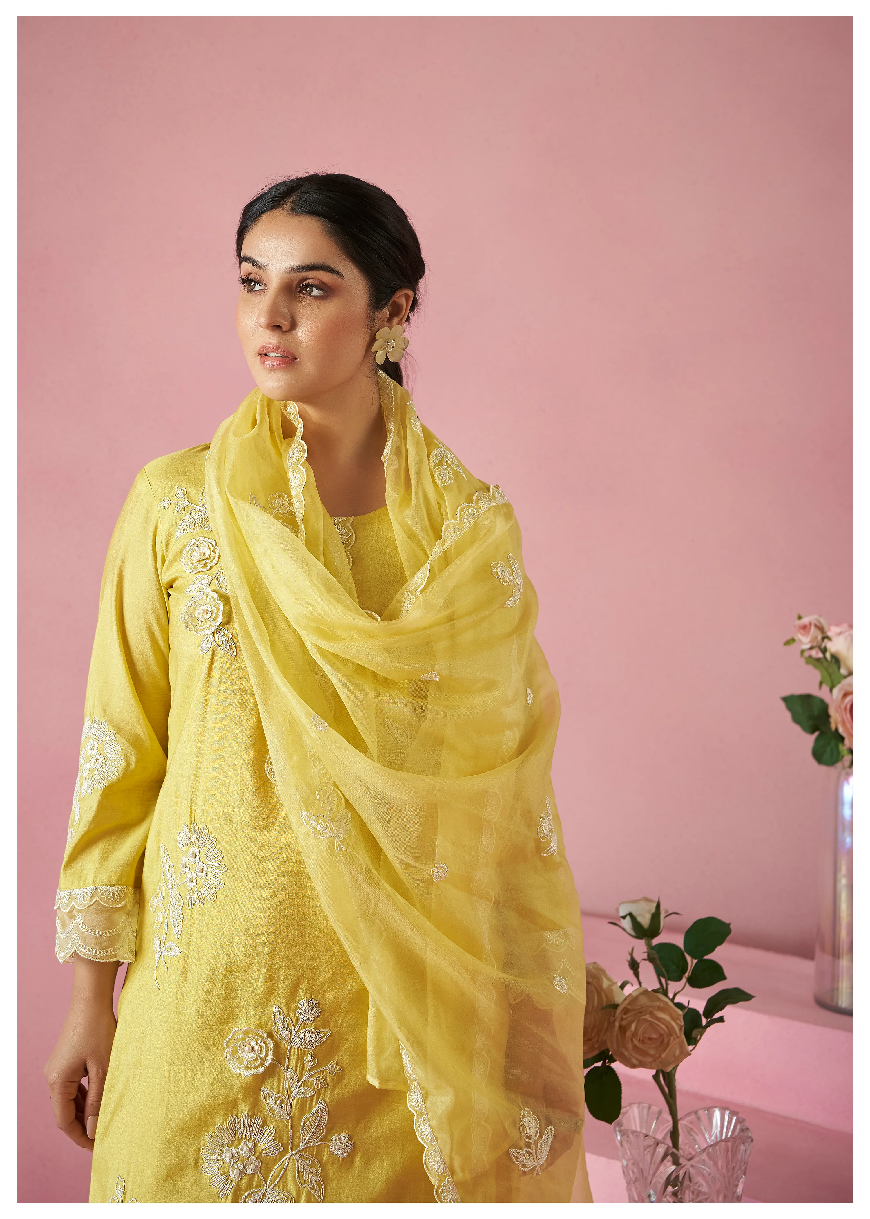 Nadira Lime Embroidered Lawn Suit Set - Image 4