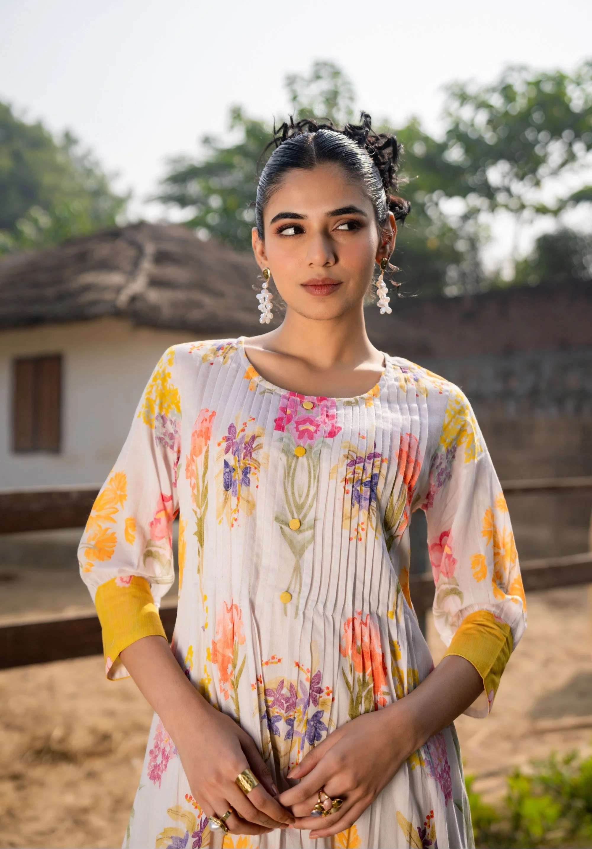 Hemal Amber Floral Cotton Kurta Pant Set - Image 2