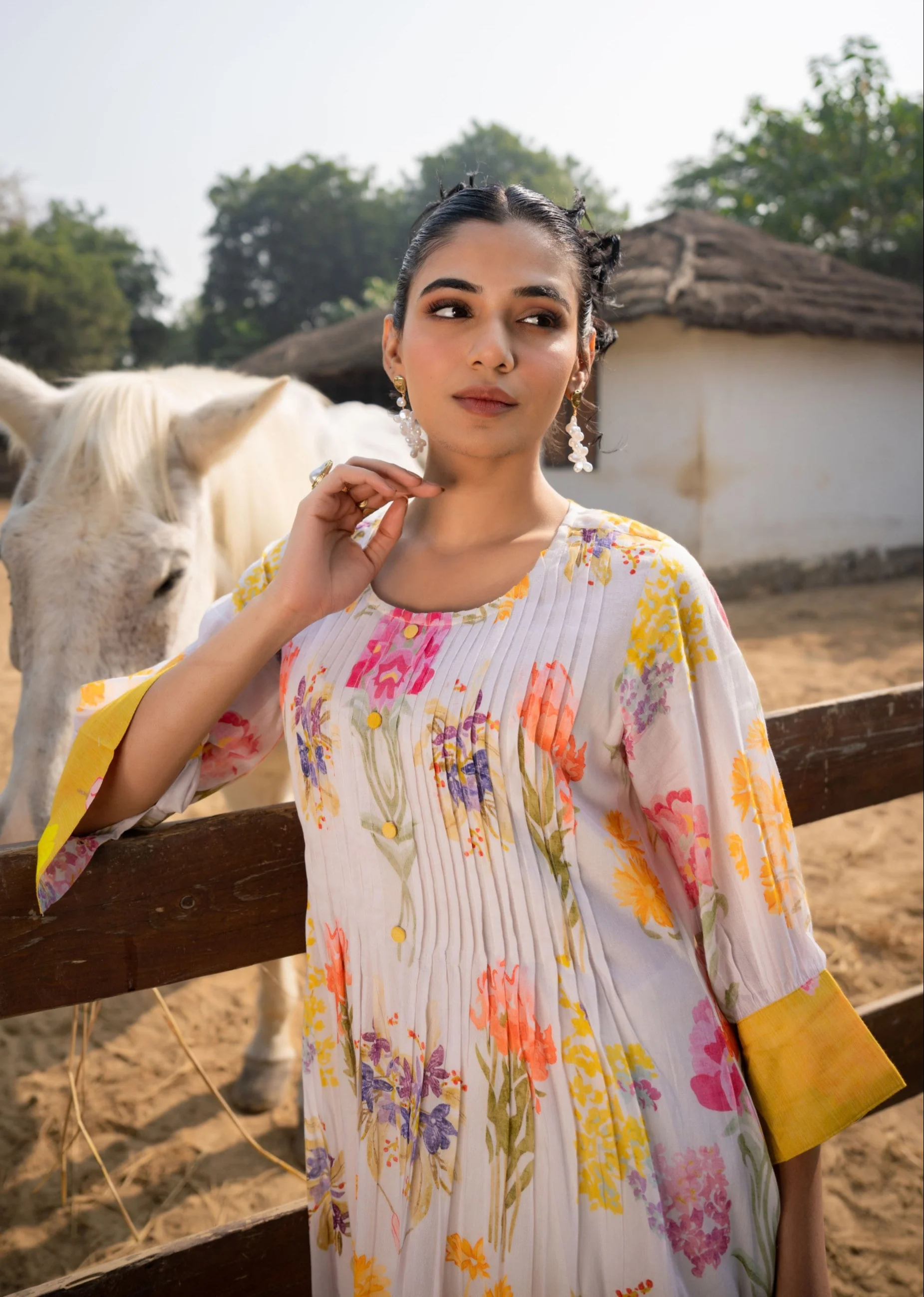 Hemal Amber Floral Cotton Kurta Pant Set - Image 8