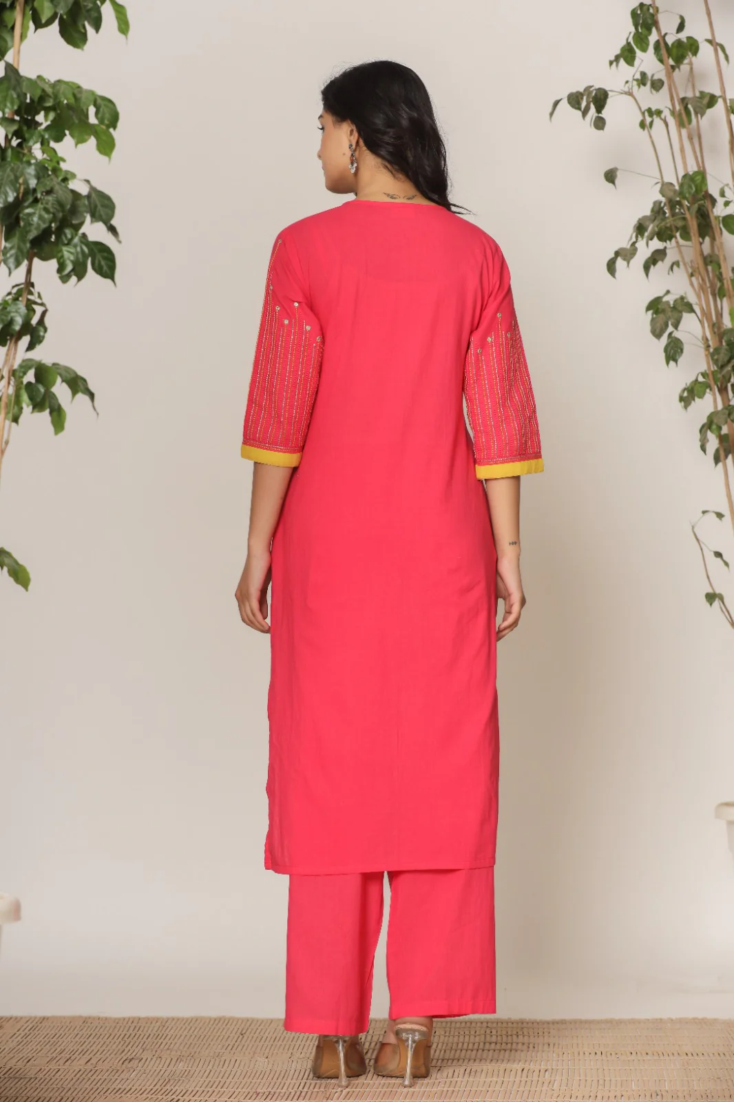 Mika raspberry kurta pant set - Image 3