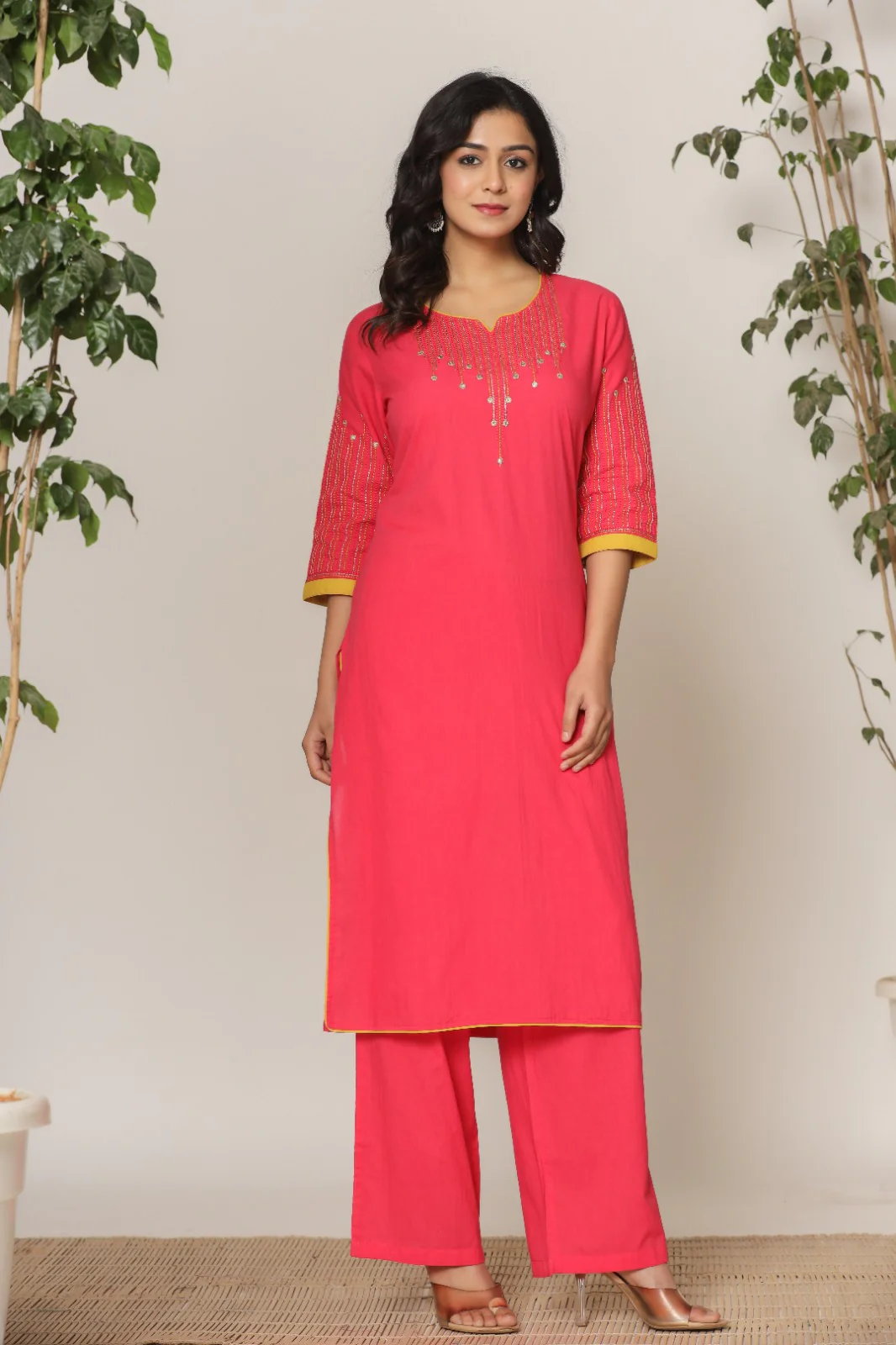 Mika raspberry kurta pant set - Image 4