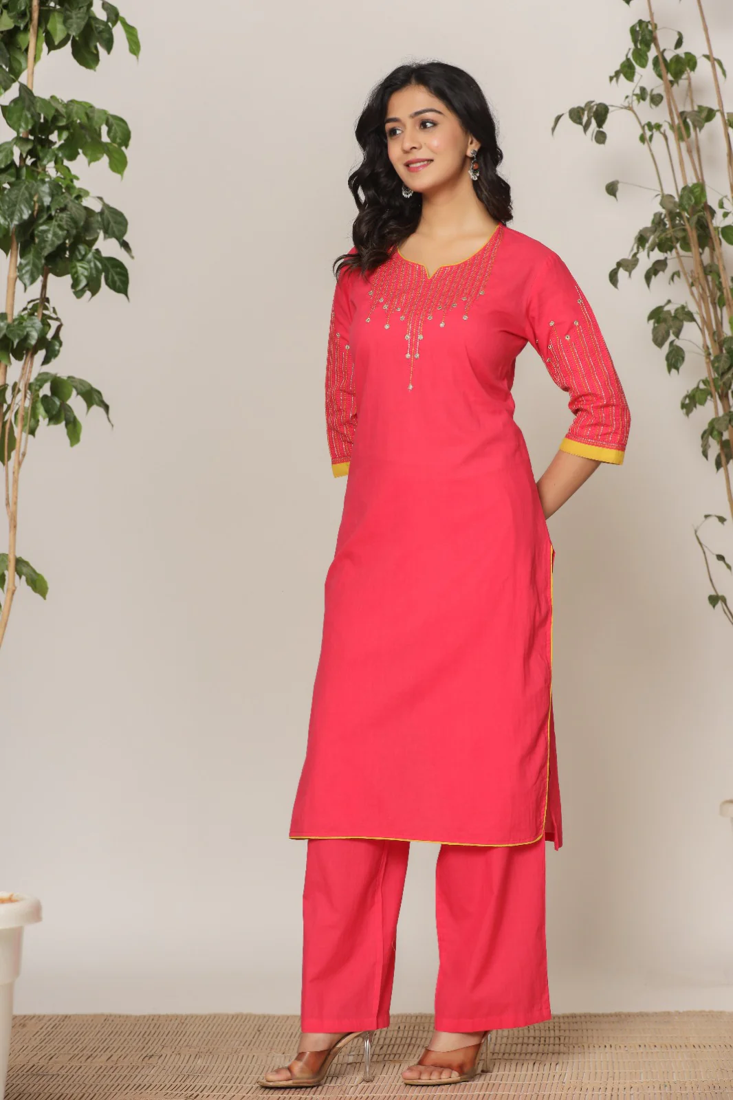 Mika raspberry kurta pant set - Image 6