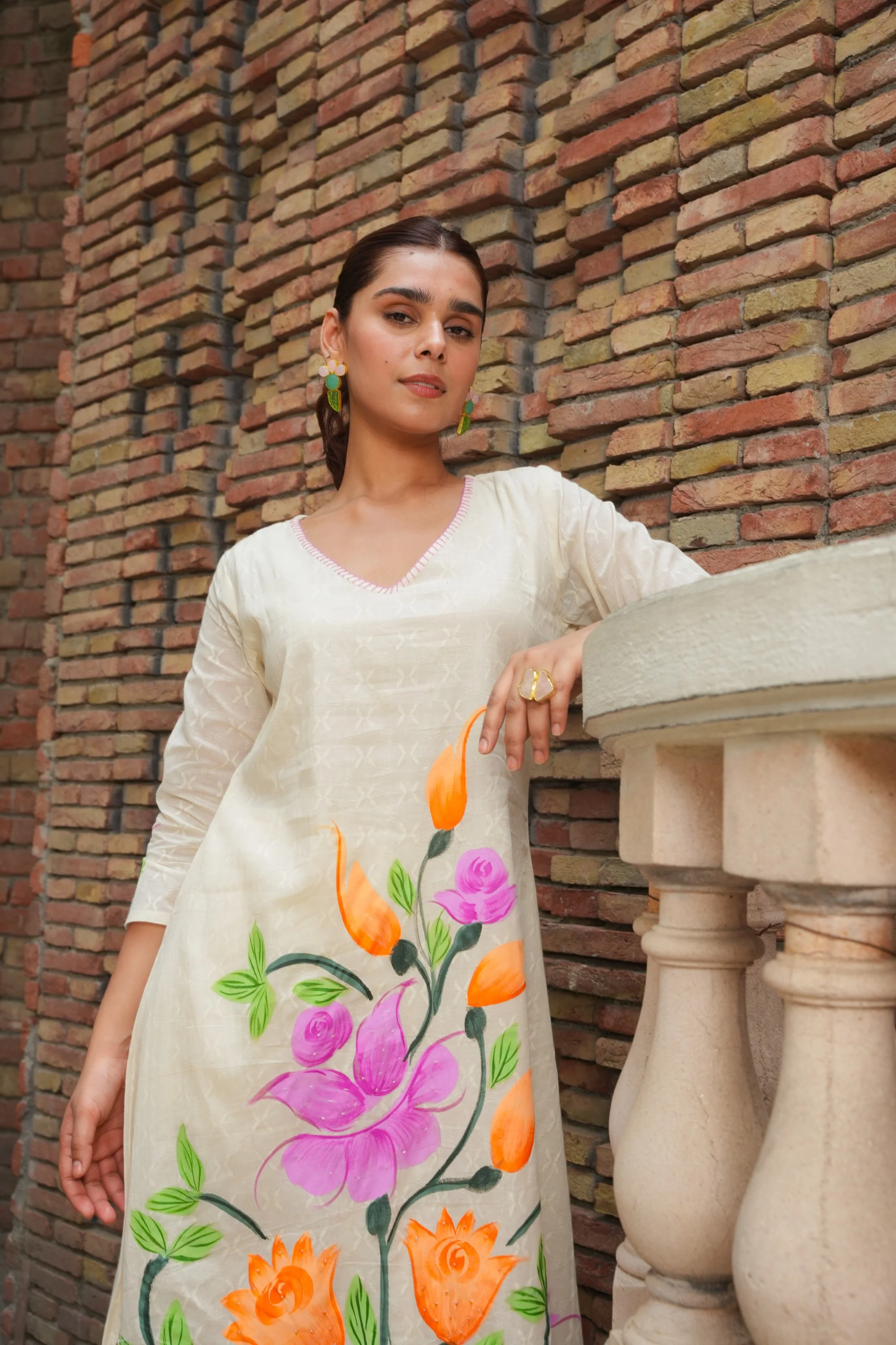 Tiara Floral Cotton Kurta Pant Set - Image 2