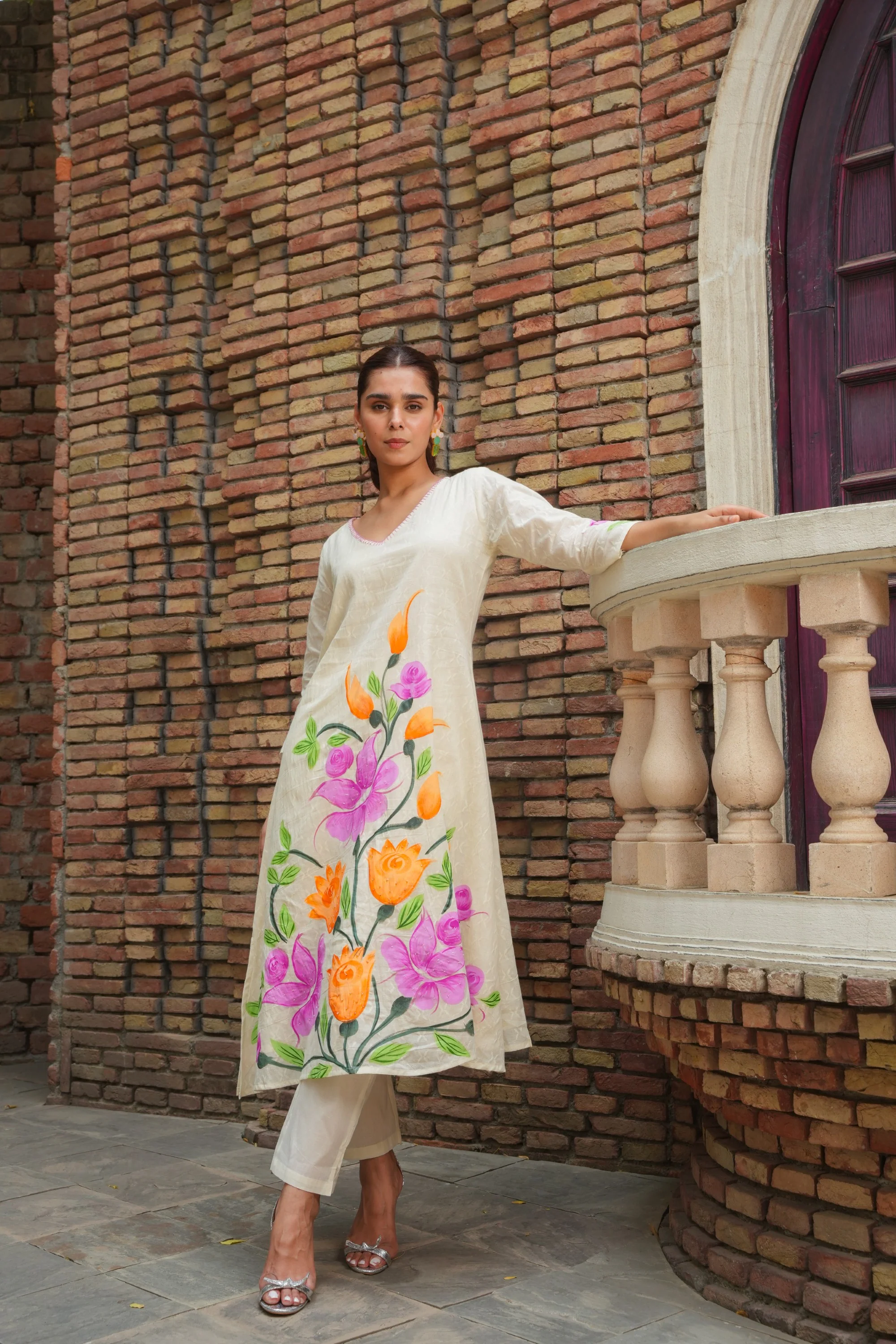 Tiara Floral Cotton Kurta Pant Set - Image 4