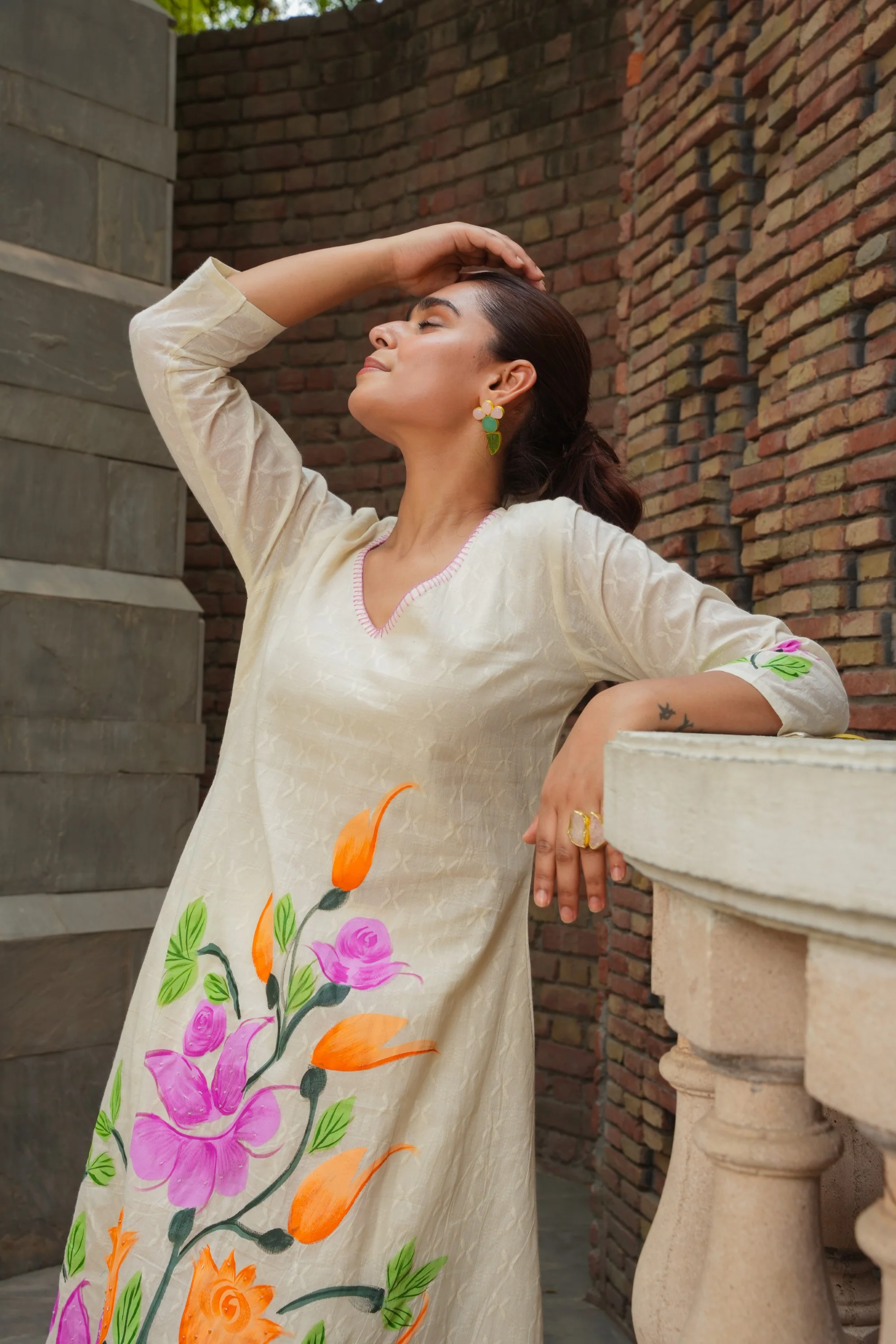 Tiara Floral Cotton Kurta Pant Set - Image 6