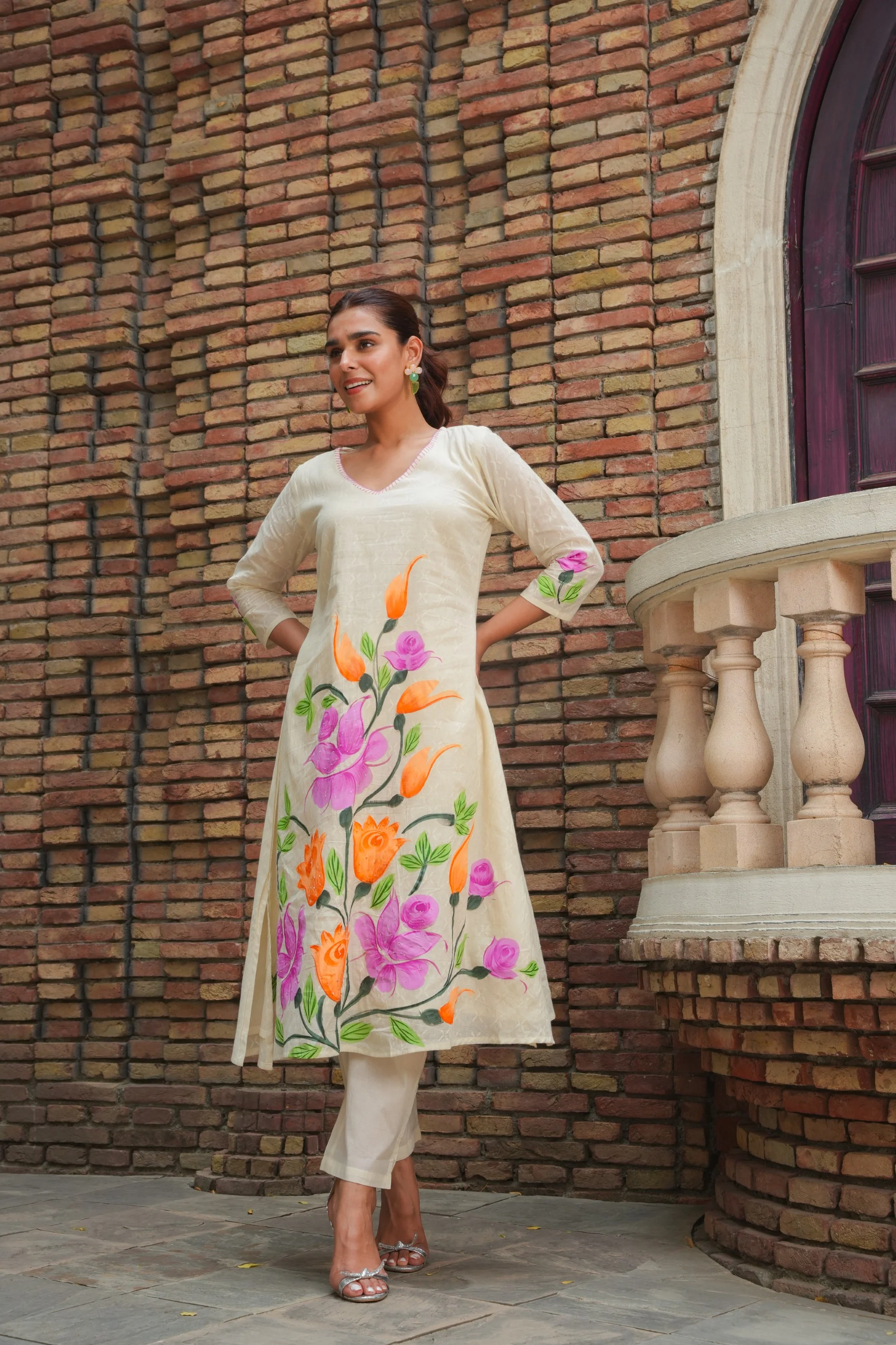 Tiara Floral Cotton Kurta Pant Set - Image 7
