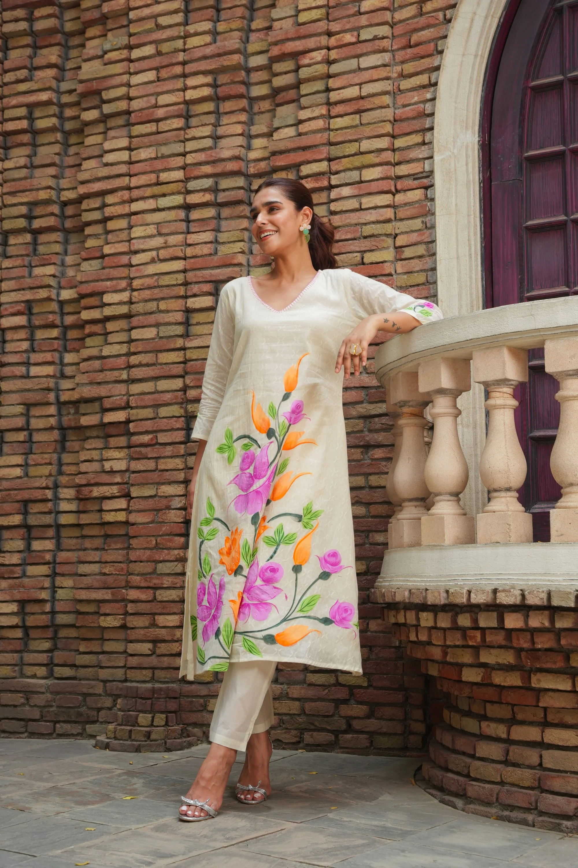 Tiara Floral Cotton Kurta Pant Set - Image 8