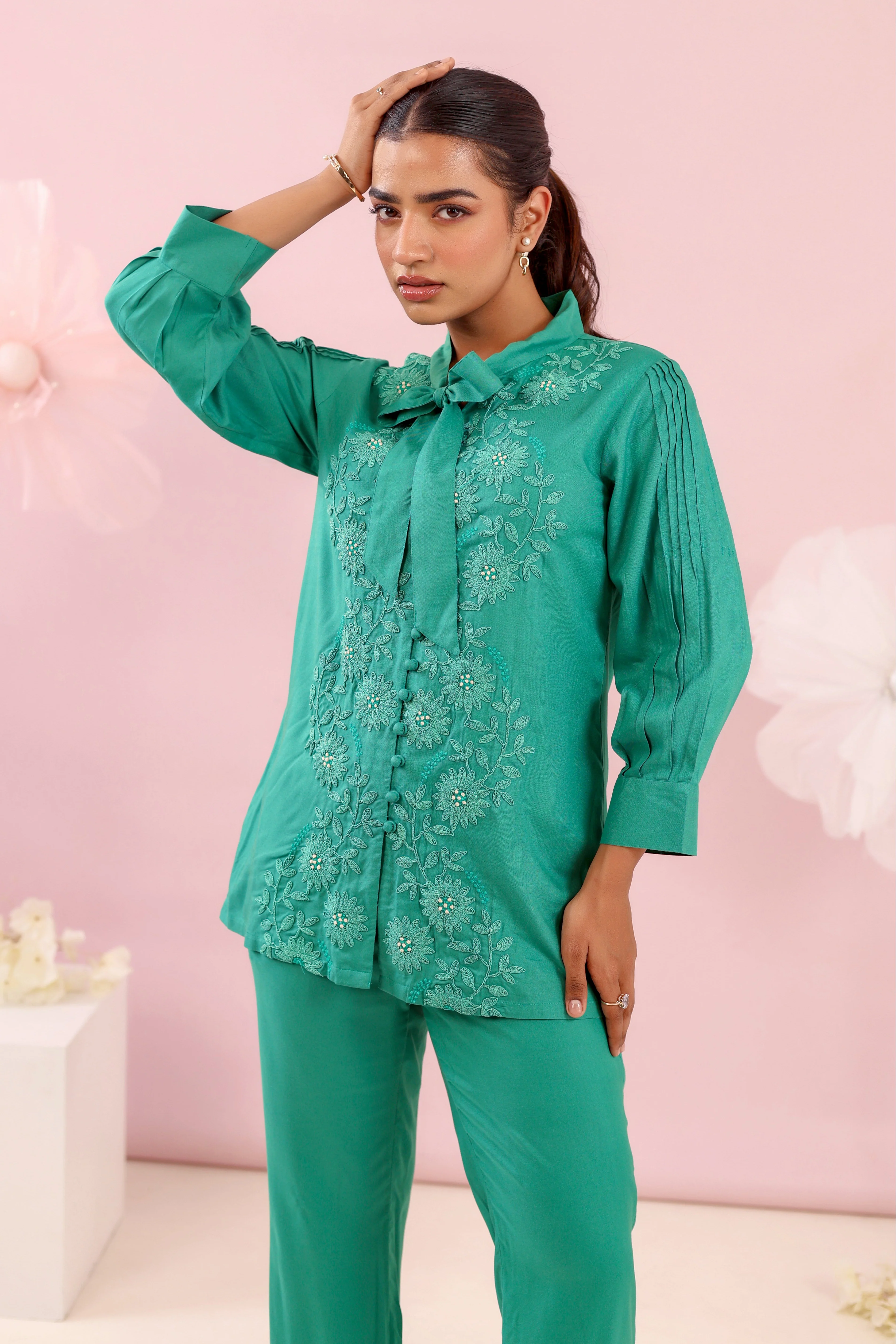 Purna emerald Cotton Co-ord Set - Image 2