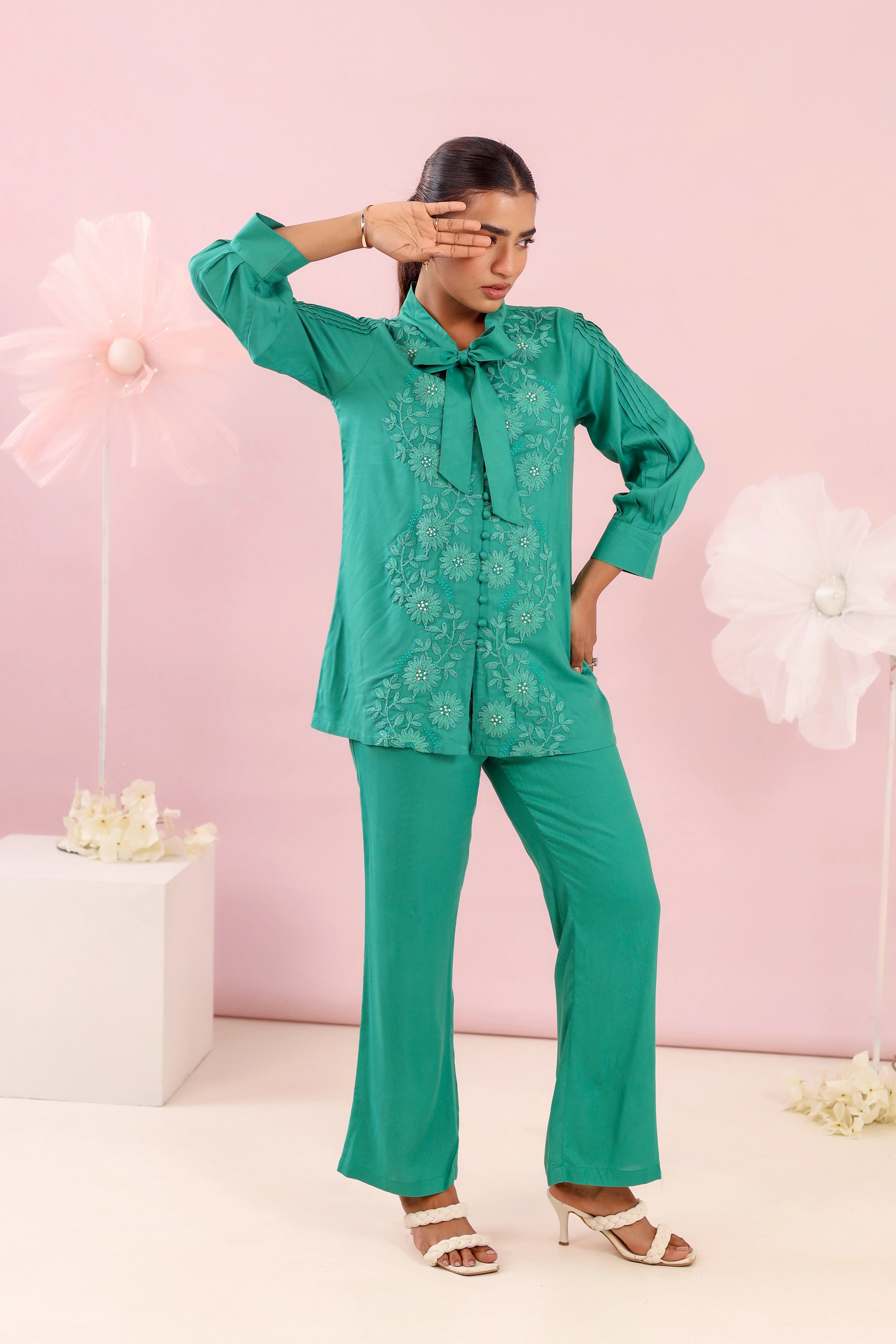 Purna emerald Cotton Co-ord Set - Image 5