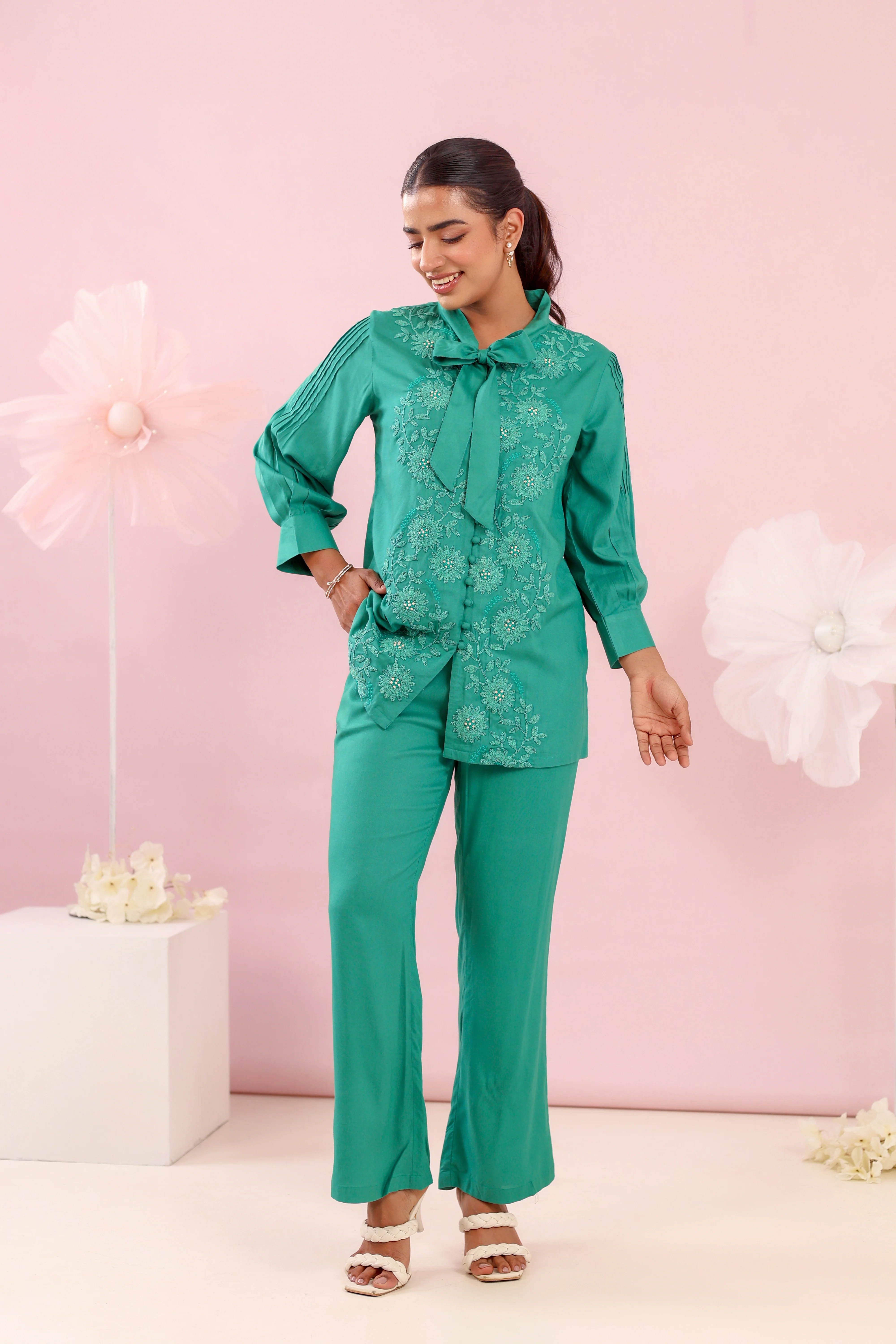 Purna emerald Cotton Co-ord Set - Image 7