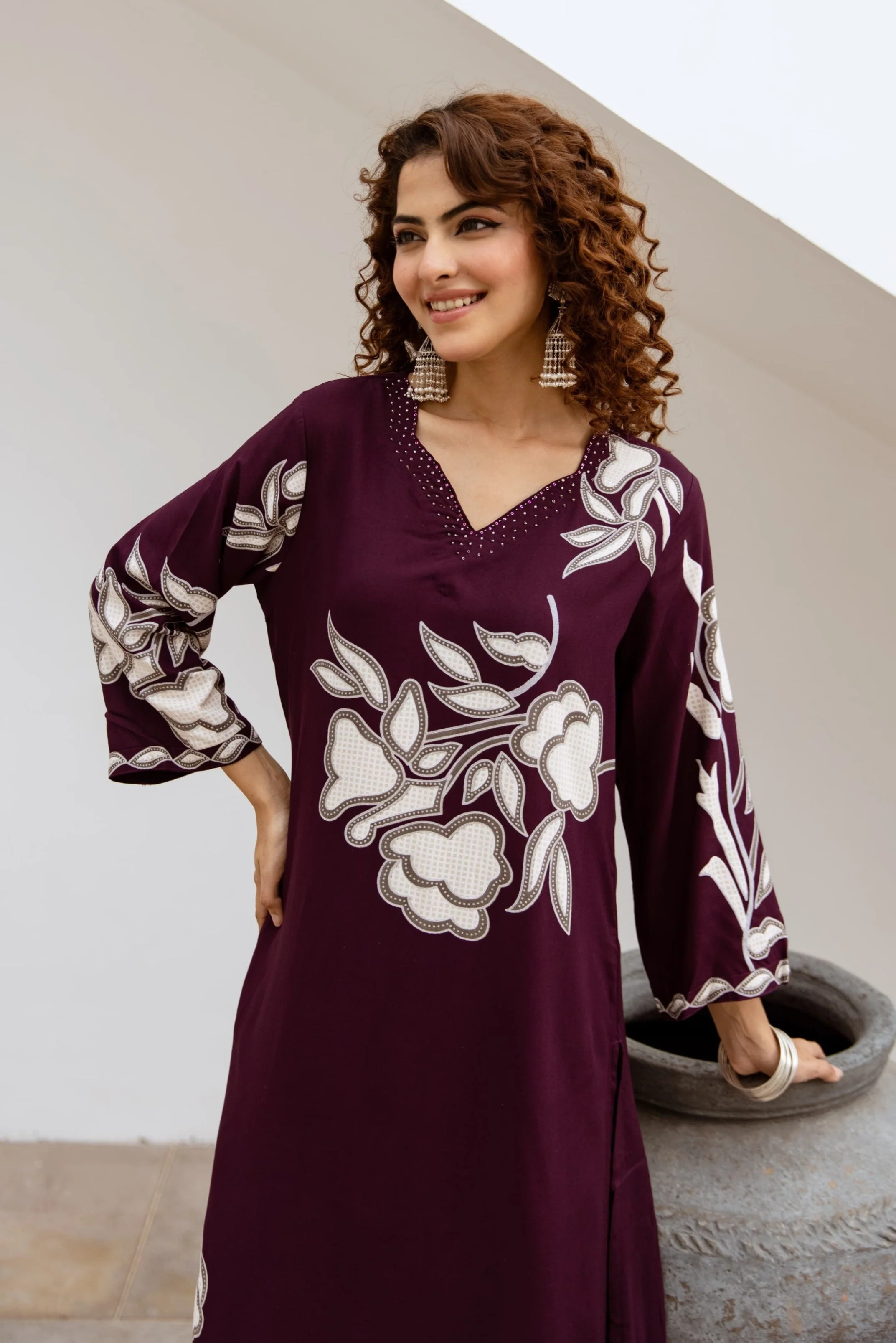 Bakul Garnet Printed Kurta Pant set - Image 2