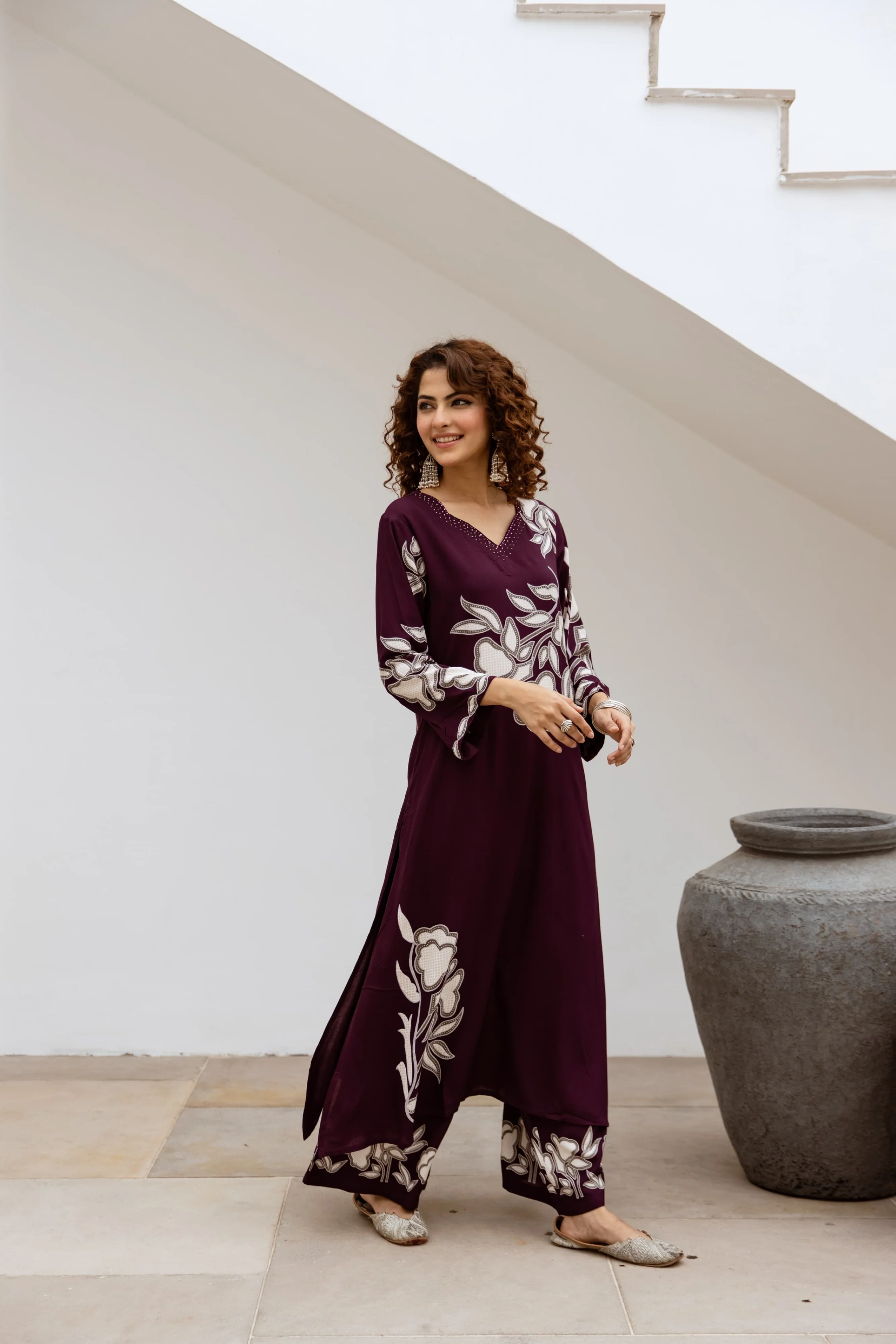Bakul Garnet Printed Kurta Pant set - Image 6