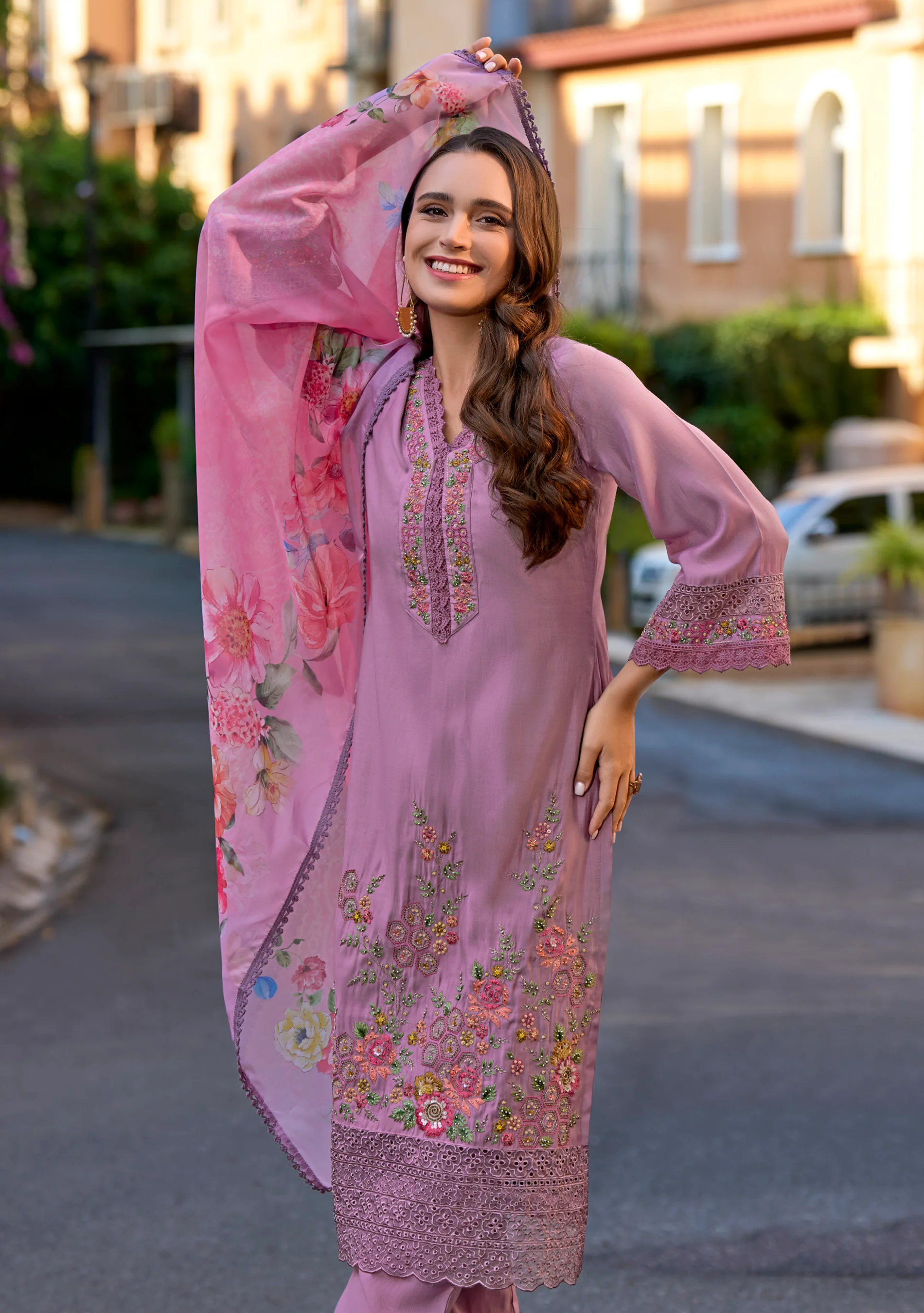 HETAL ORCHID FULL EMBROIDERY SUIT SET - Image 4