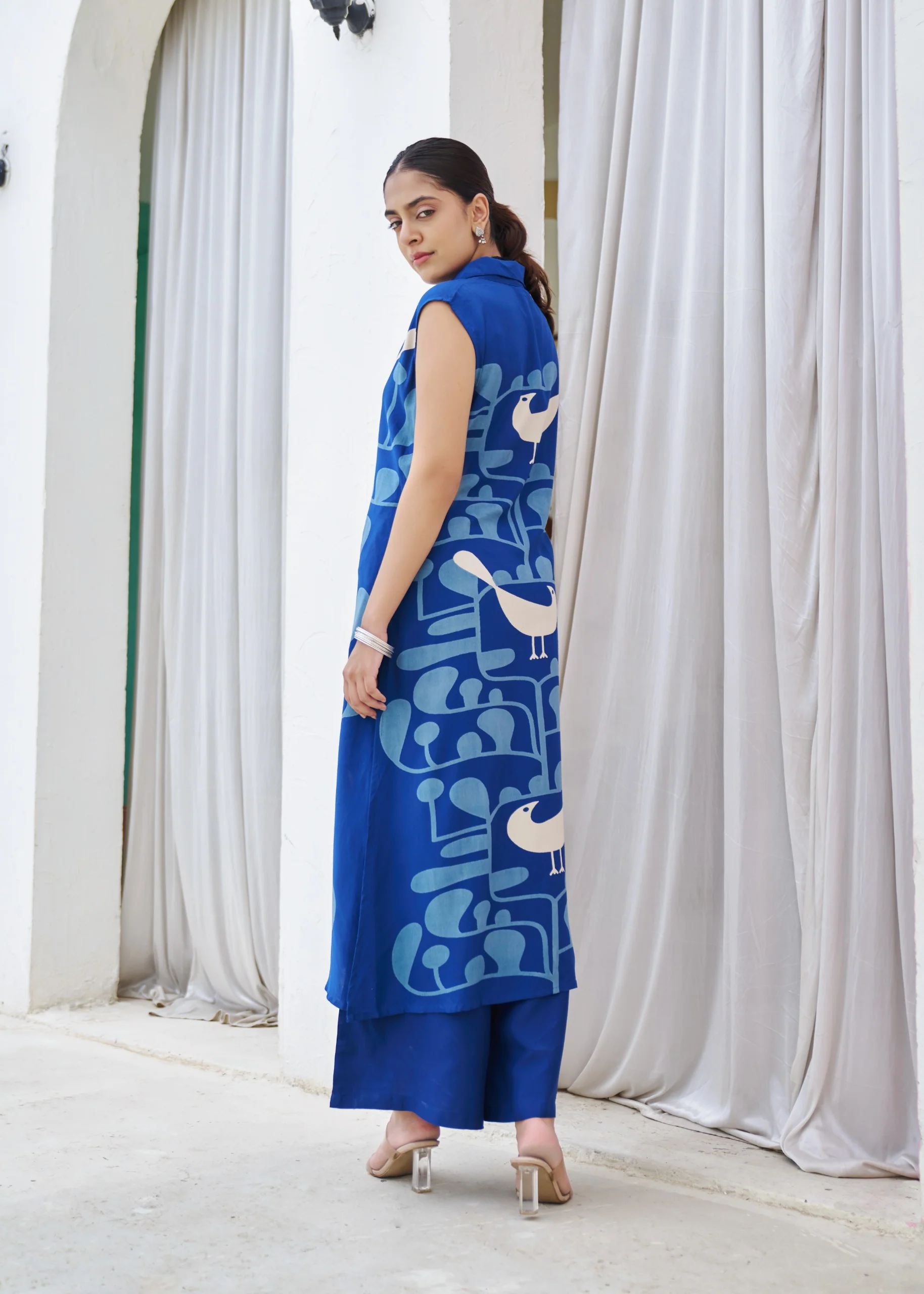 Kabool Yaleblue printed kurta pant set - Image 3