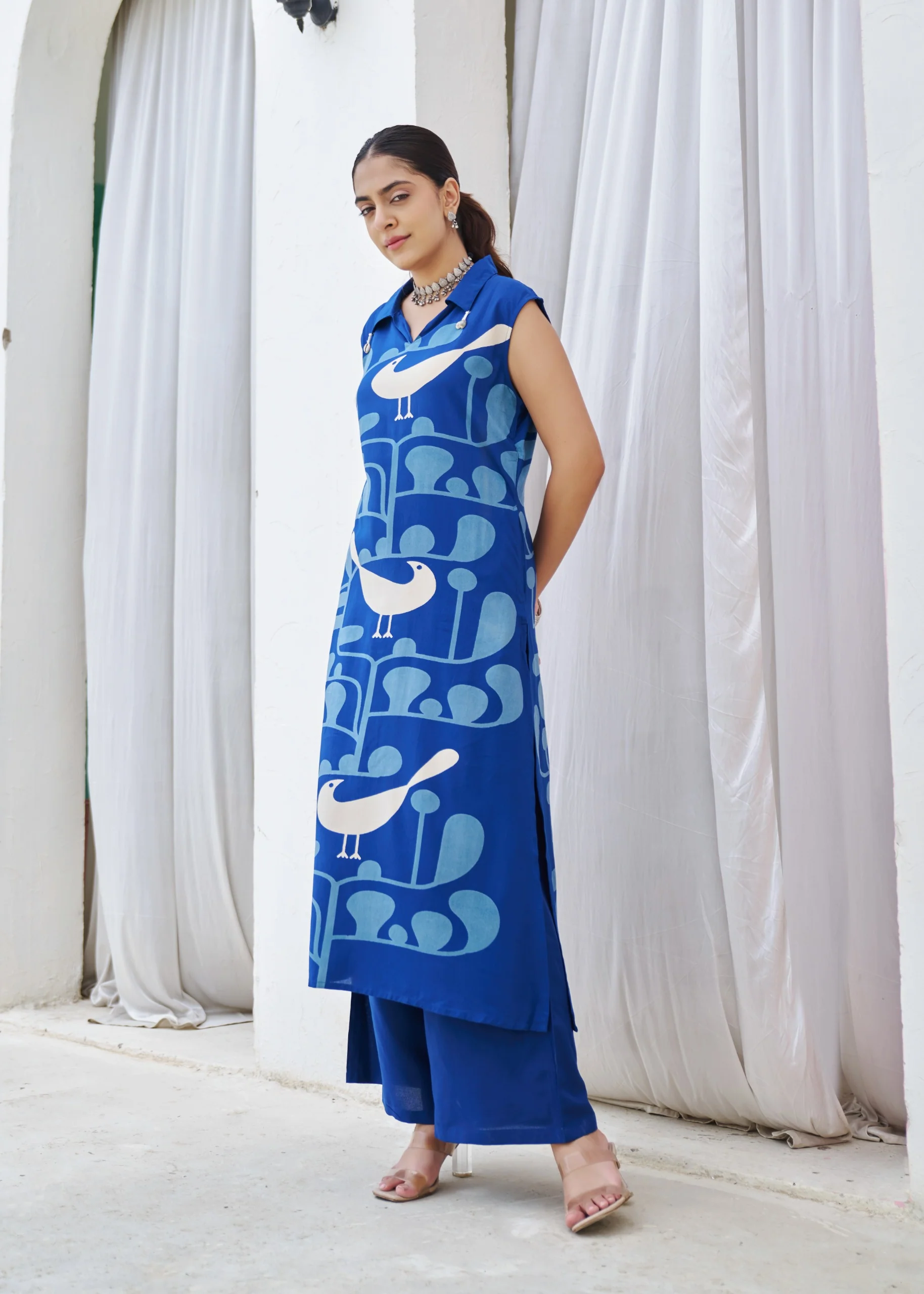 Kabool Yaleblue printed kurta pant set - Image 4