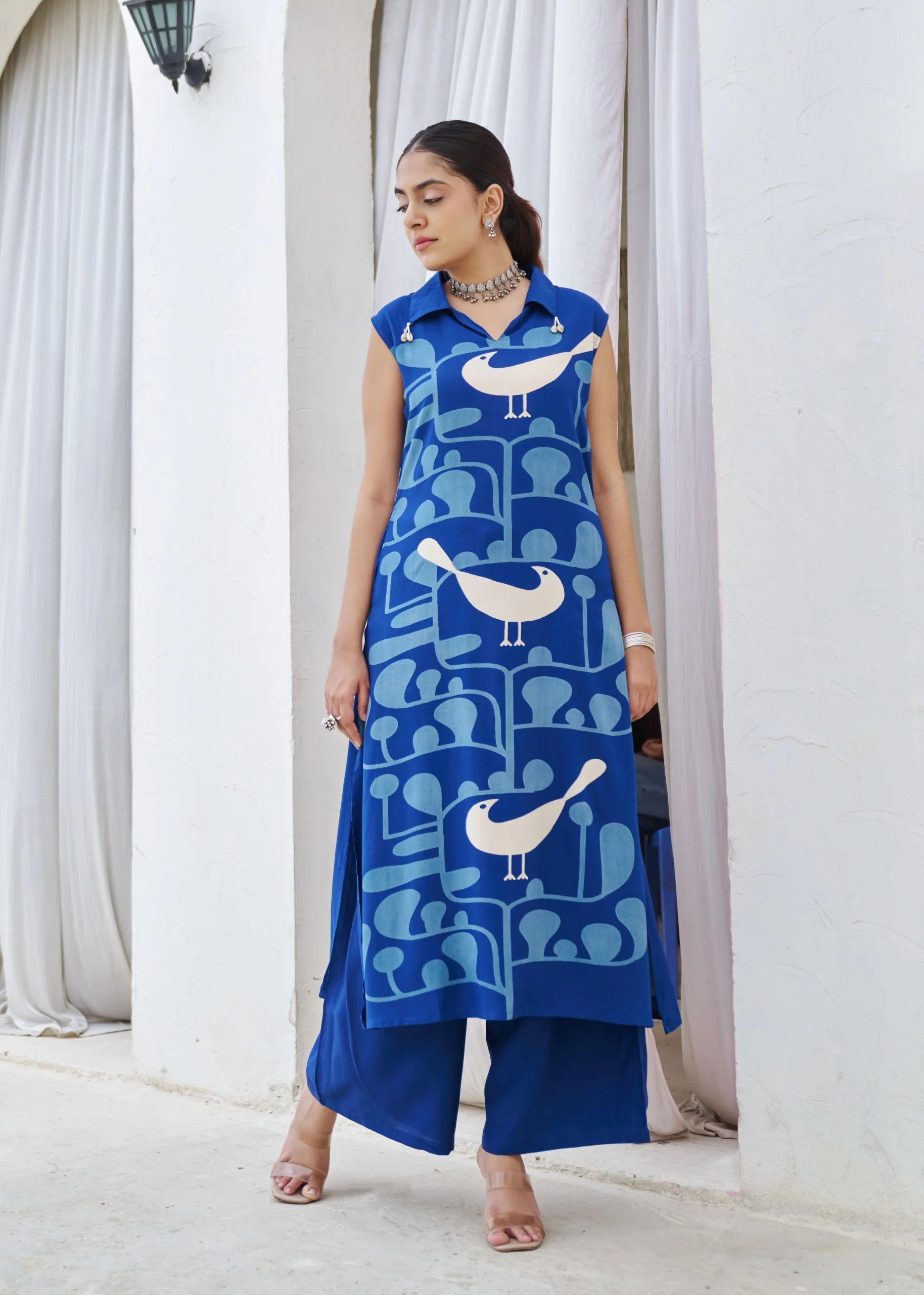 Kabool Yaleblue printed kurta pant set - Image 5