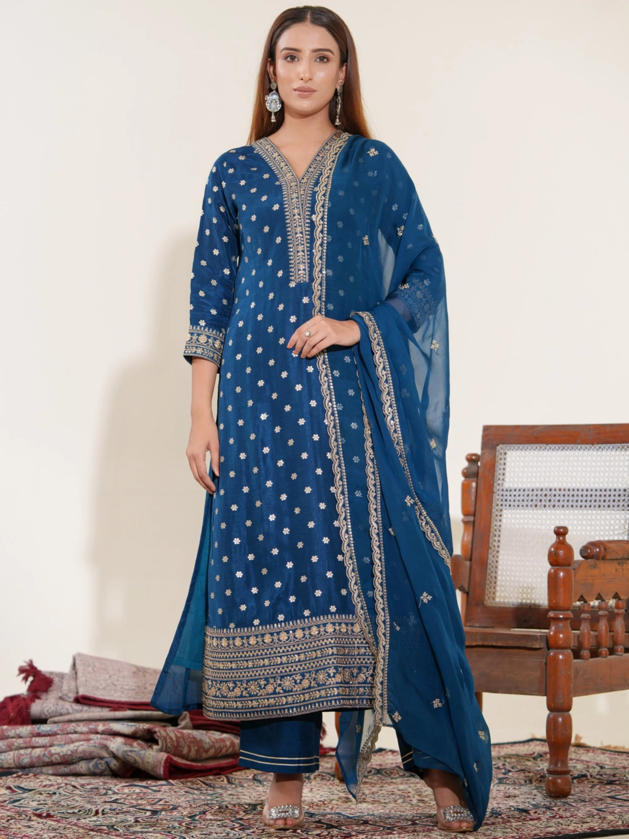 Palash Casal Full Work Suit Set - Image 4