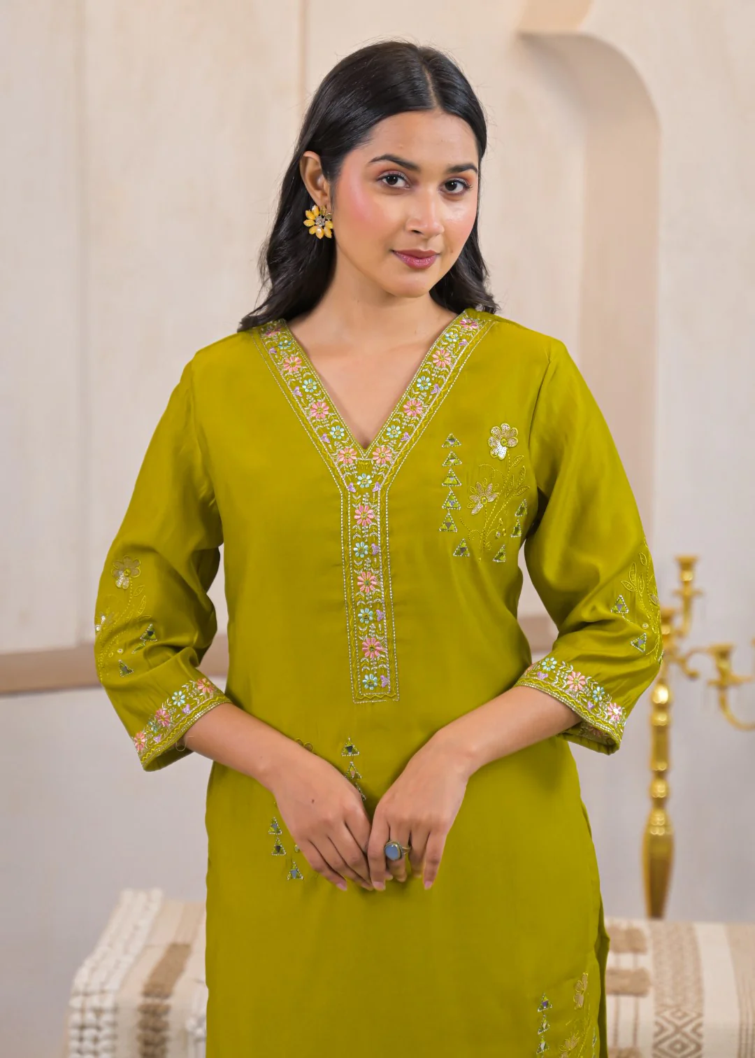 Ivy slime Embroidered Kurti - Image 2