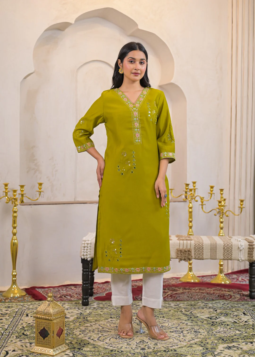 Ivy slime Embroidered Kurti - Image 3