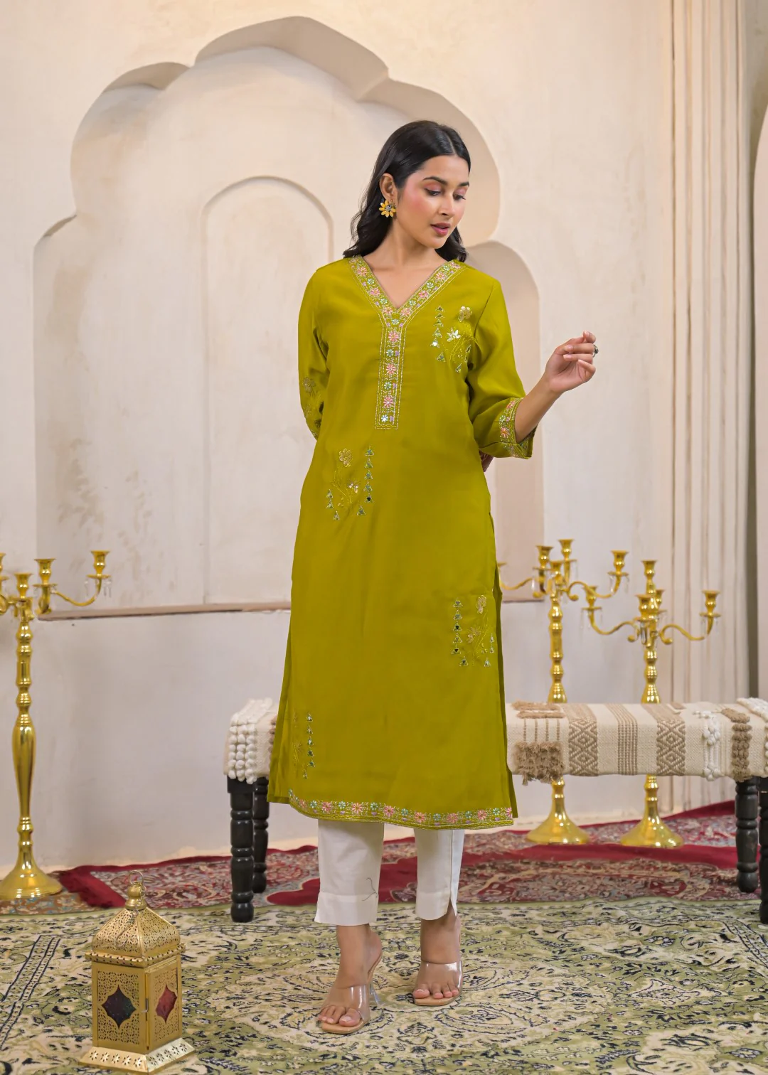 Ivy slime Embroidered Kurti - Image 4