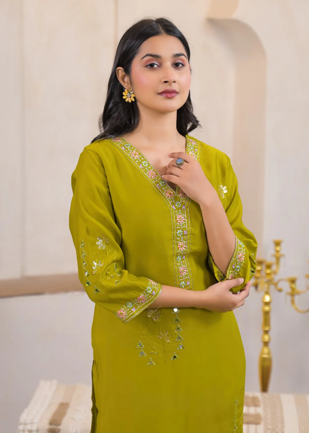 Ivy slime Embroidered Kurti - Image 5