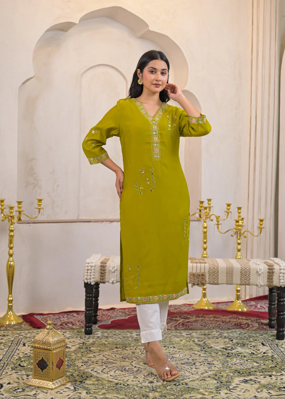 Ivy slime Embroidered Kurti - Image 7