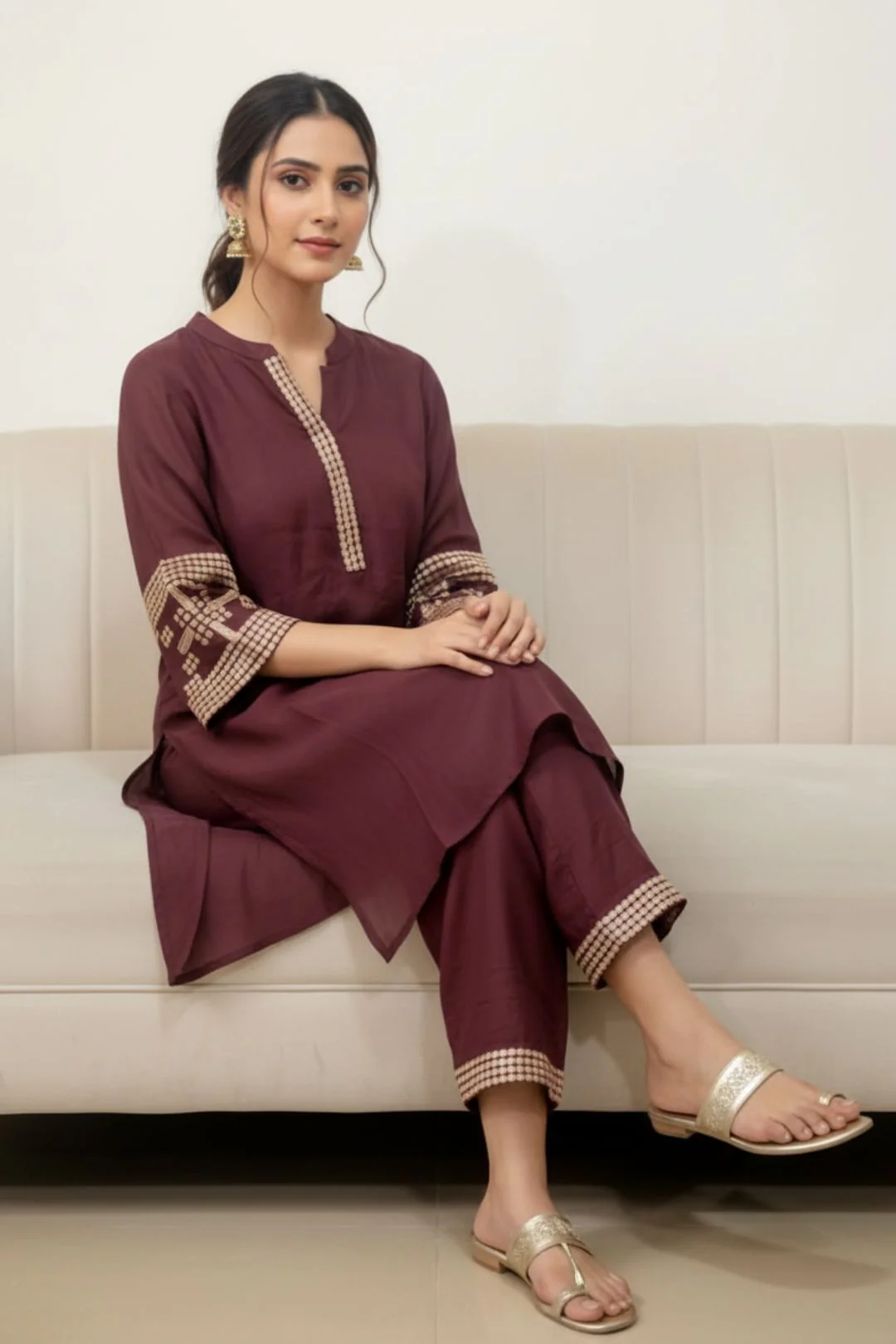 Tina Choco Embroidered Co-ord Set - Image 4