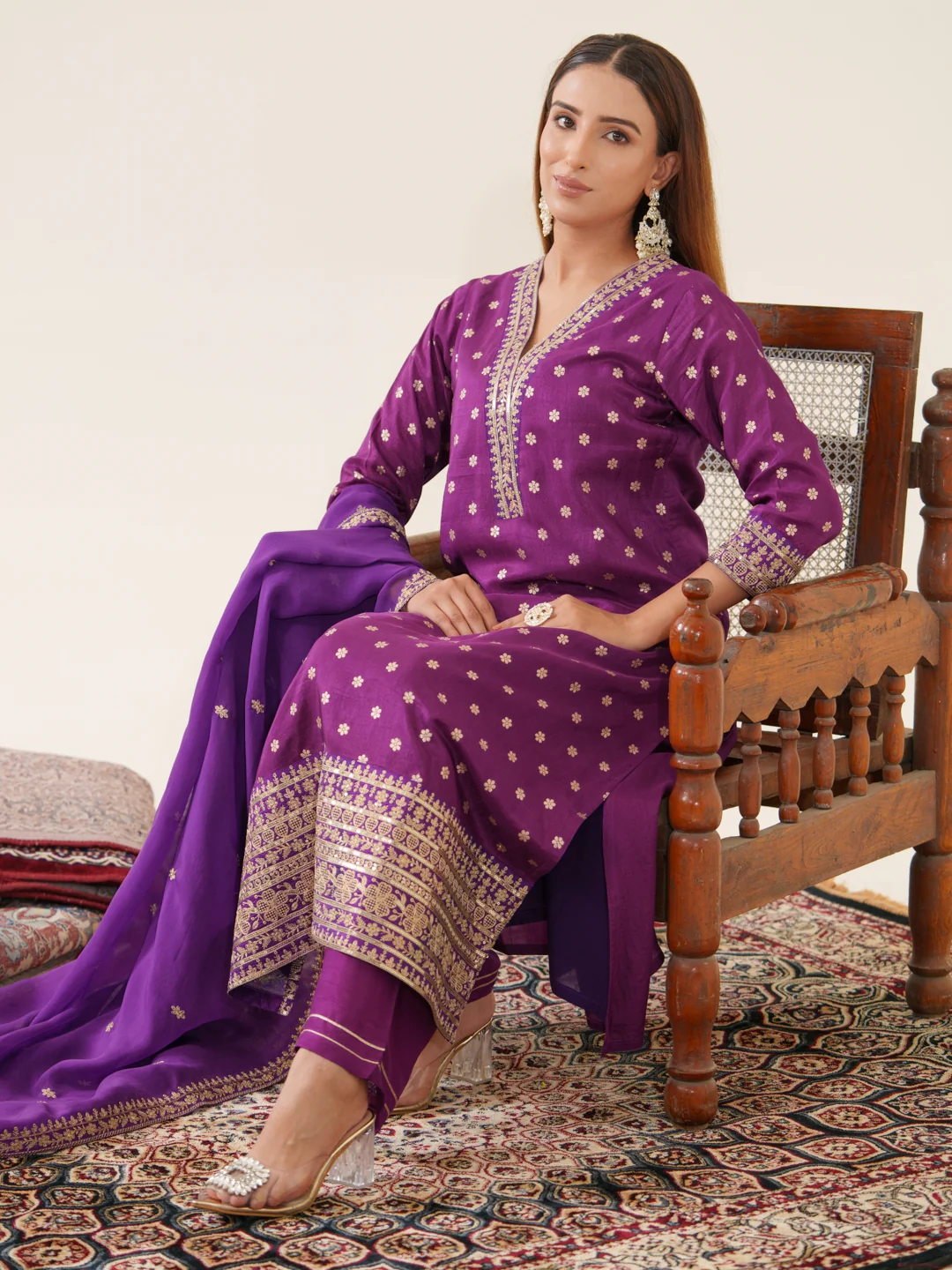 Palash Grape Full Work Suit Set - Image 11