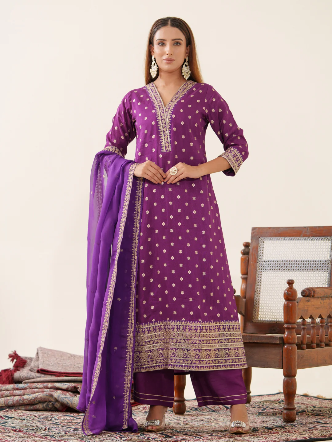Palash Grape Full Work Suit Set - Image 15