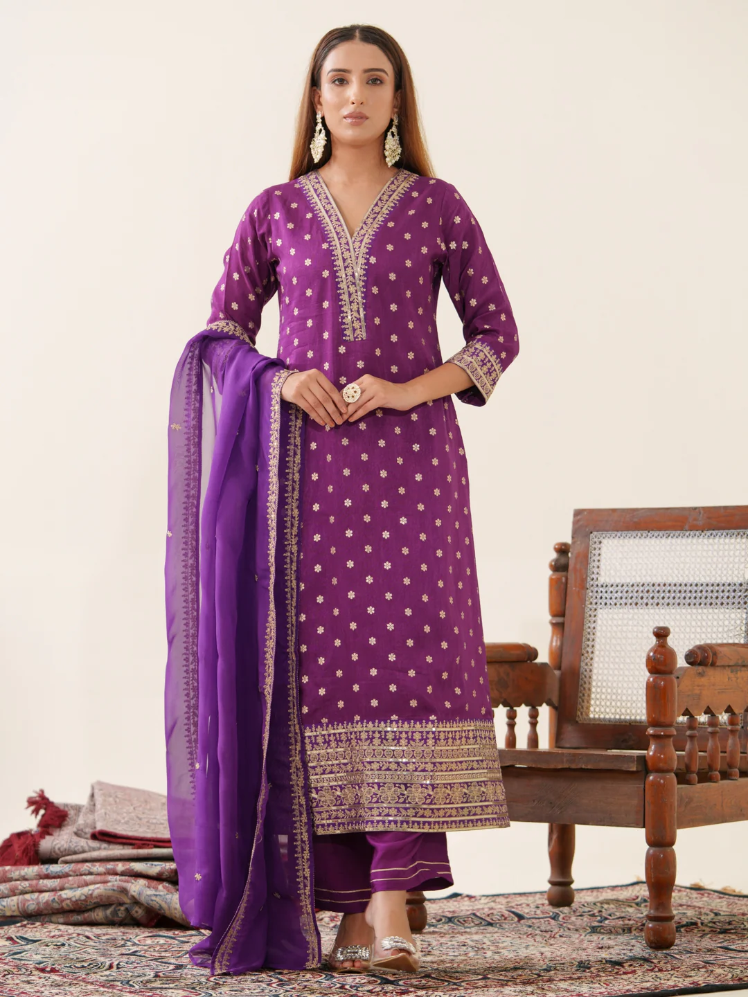 Palash Grape Full Work Suit Set - Image 16