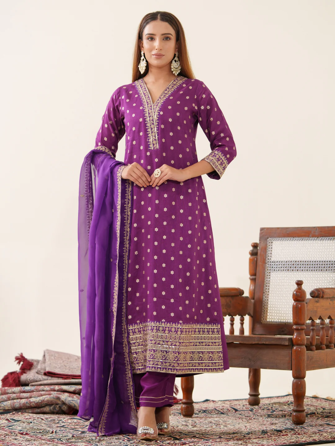 Palash Grape Full Work Suit Set - Image 17