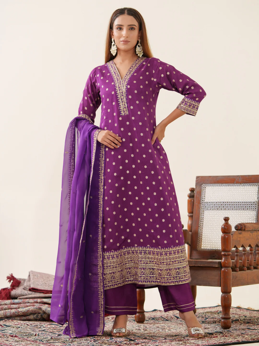 Palash Grape Full Work Suit Set - Image 18