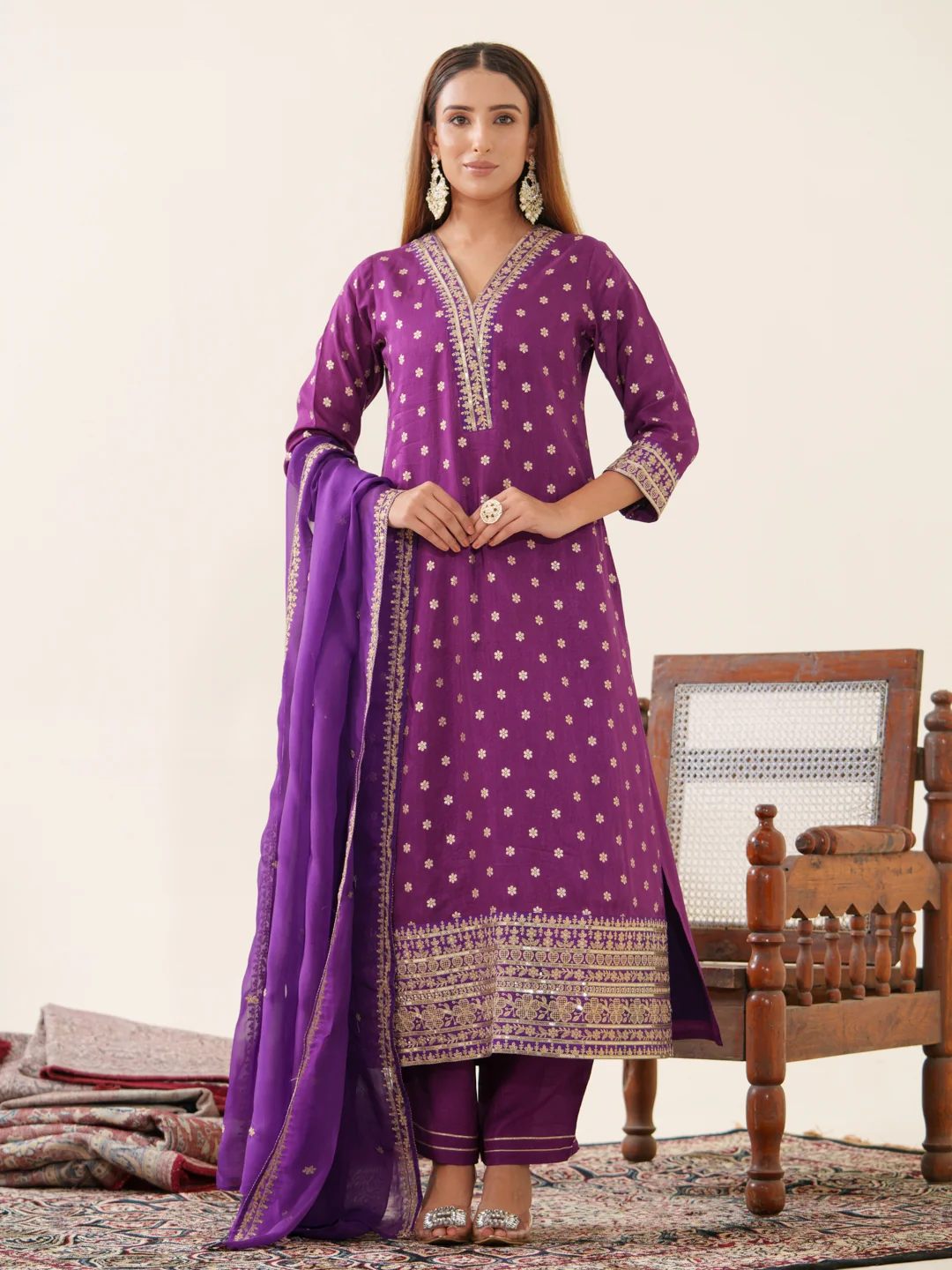 Palash Grape Full Work Suit Set - Image 19