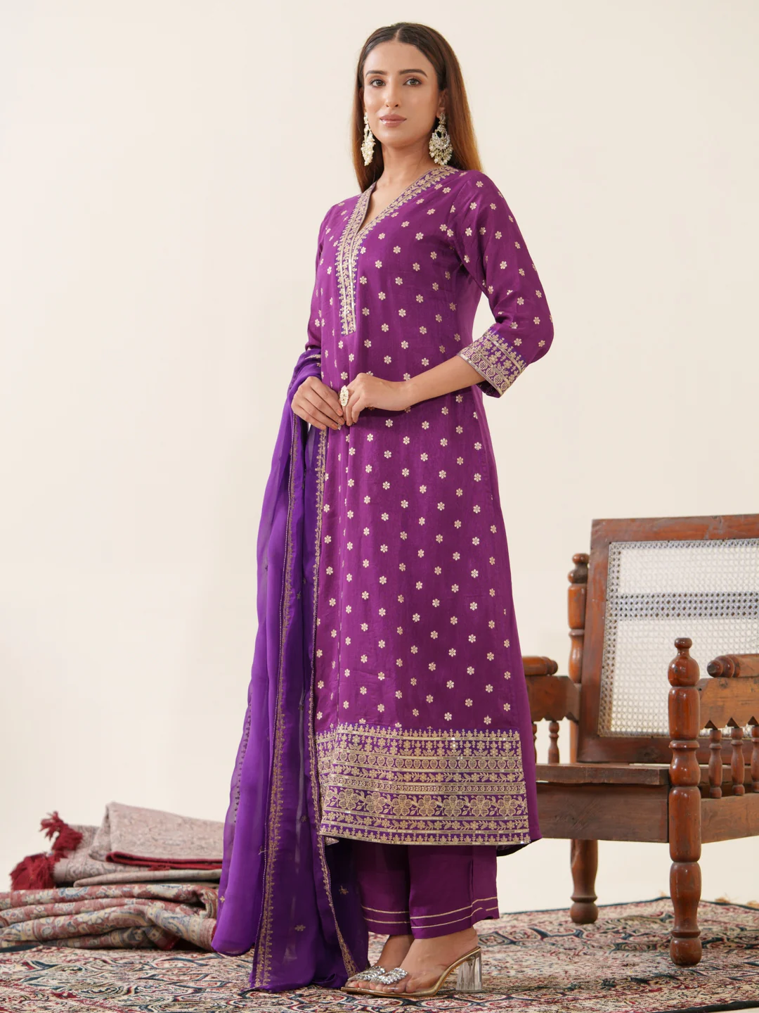 Palash Grape Full Work Suit Set - Image 20