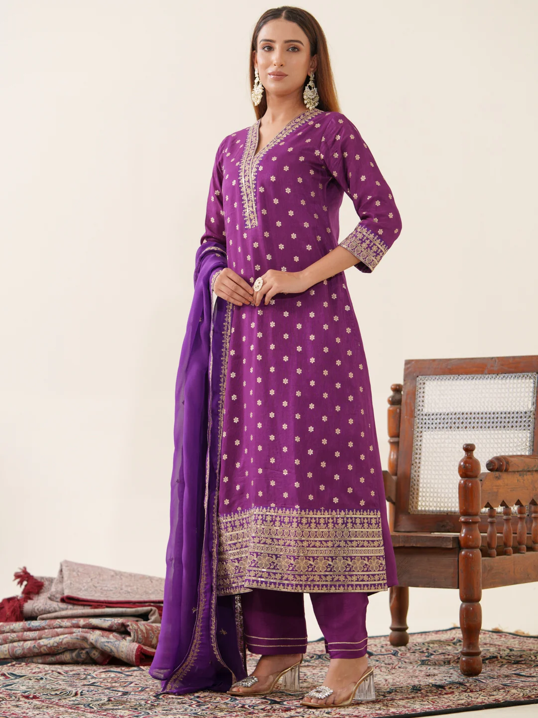 Palash Grape Full Work Suit Set - Image 21